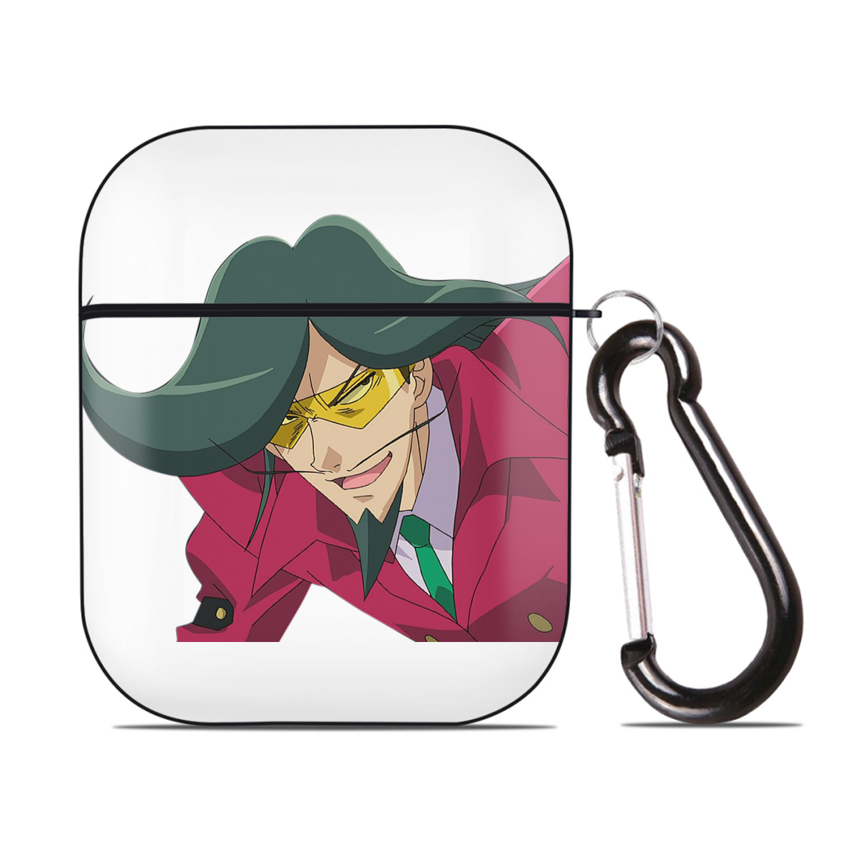 （画像用） 遊☆戯☆王 Yu-Gi-Oh! AirPods 第2世代保護ケース ハードシェル ブラック 耐衝撃・防指紋・カラビナ付き