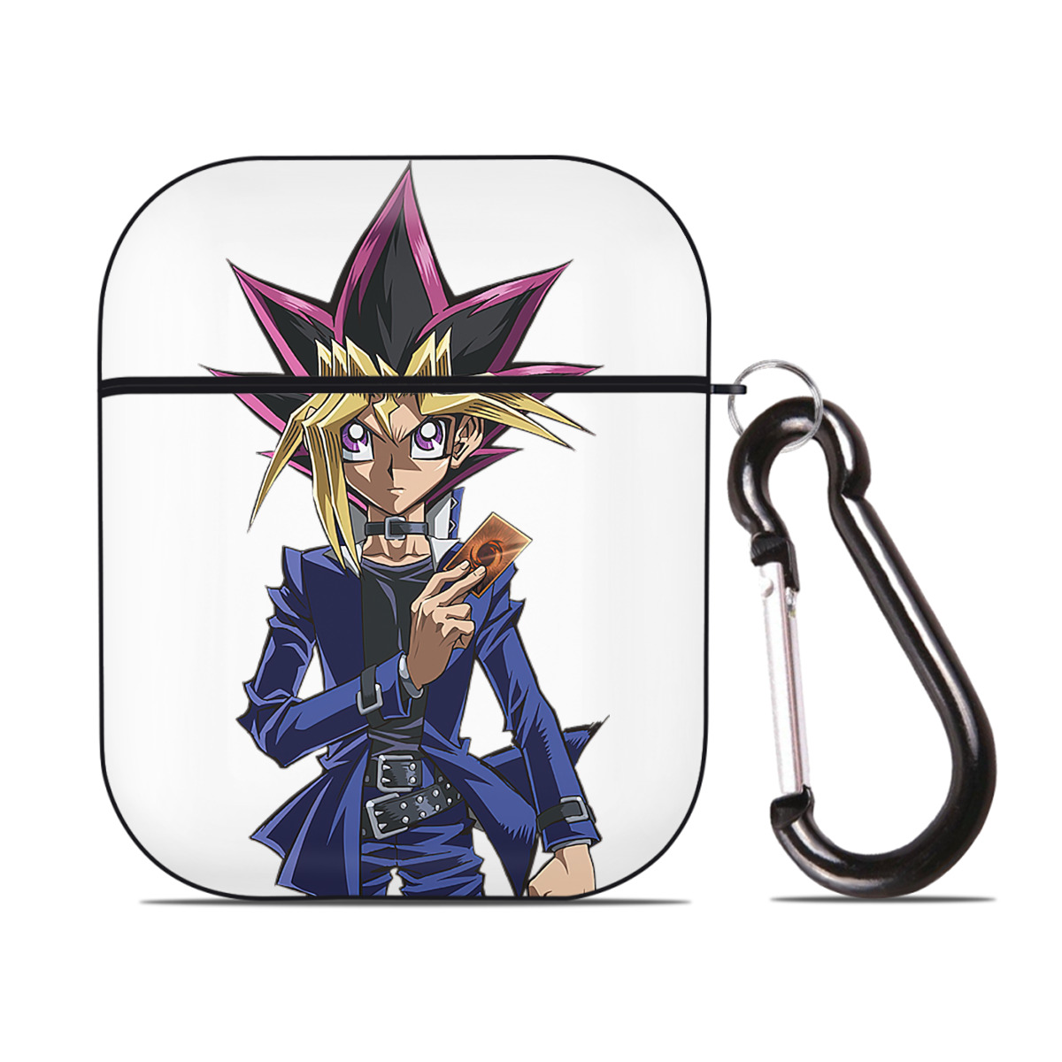 （画像用） 遊☆戯☆王 Yu-Gi-Oh! AirPods 第2世代保護ケース ハードシェル ブラック 耐衝撃・防指紋・カラビナ付き