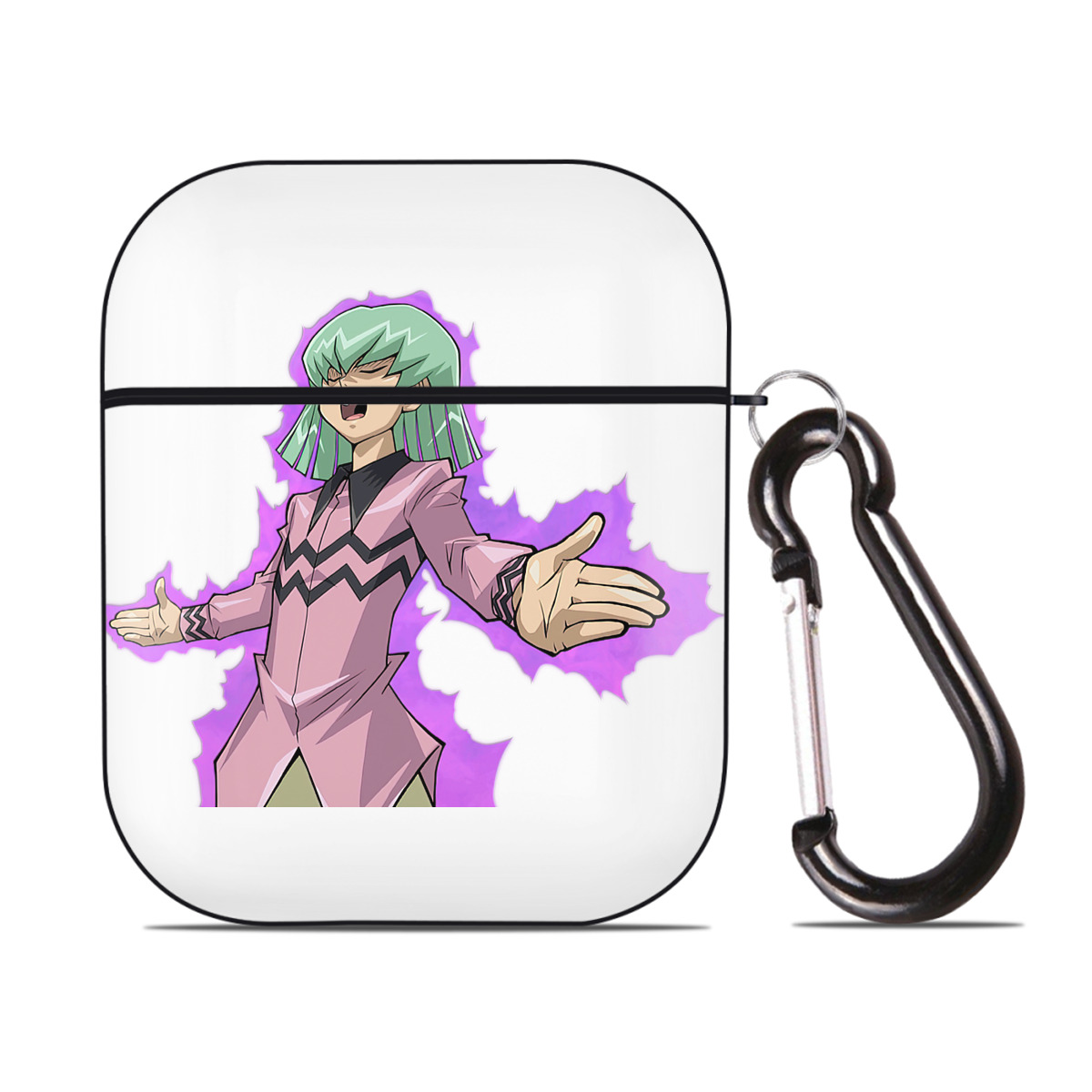 （画像用） 遊☆戯☆王 Yu-Gi-Oh! AirPods 第2世代保護ケース ハードシェル ブラック 耐衝撃・防指紋・カラビナ付き