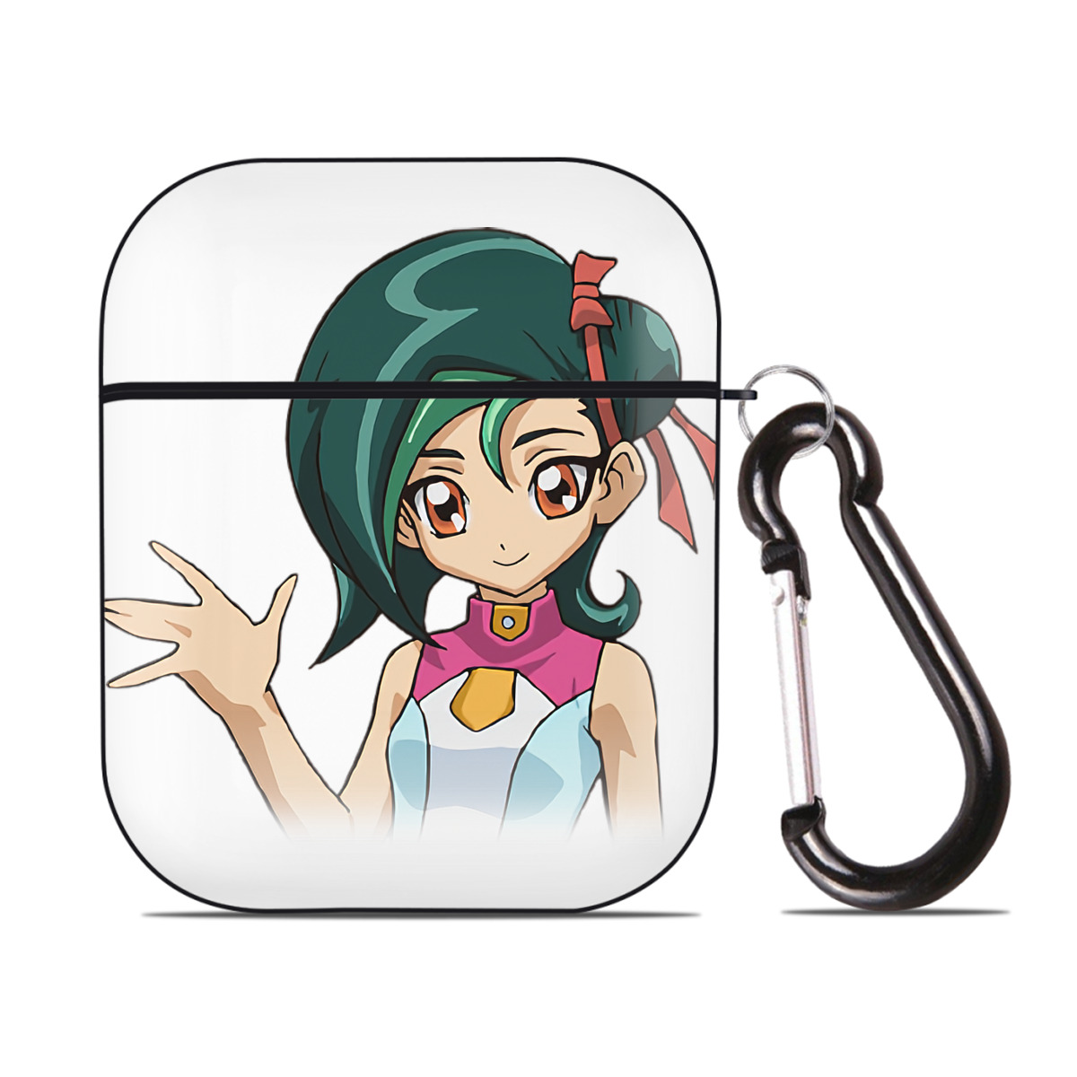 （画像用） 遊☆戯☆王 Yu-Gi-Oh! AirPods 第2世代保護ケース ハードシェル ブラック 耐衝撃・防指紋・カラビナ付き