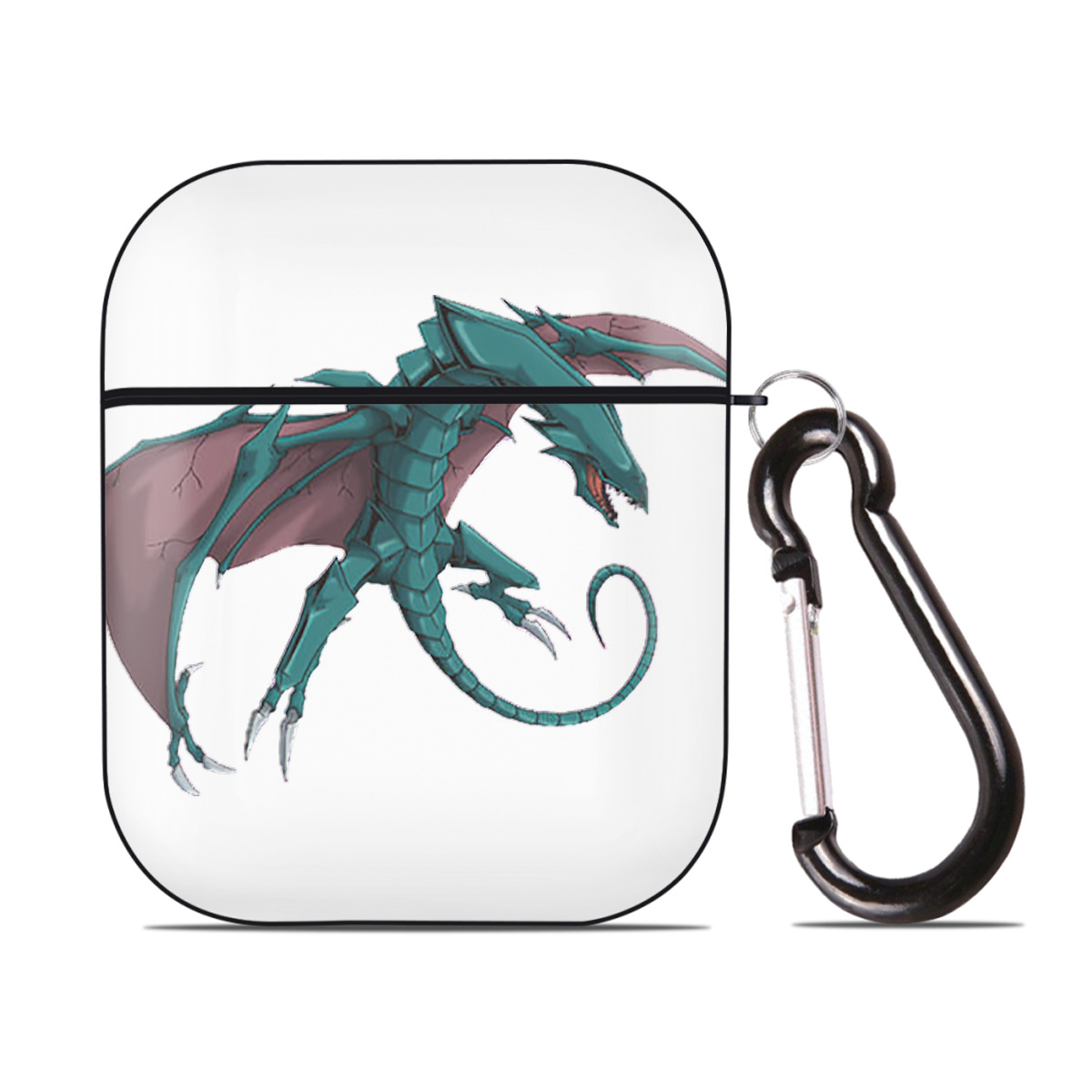 （画像用） 遊☆戯☆王 Yu-Gi-Oh! AirPods 第2世代保護ケース ハードシェル ブラック 耐衝撃・防指紋・カラビナ付き