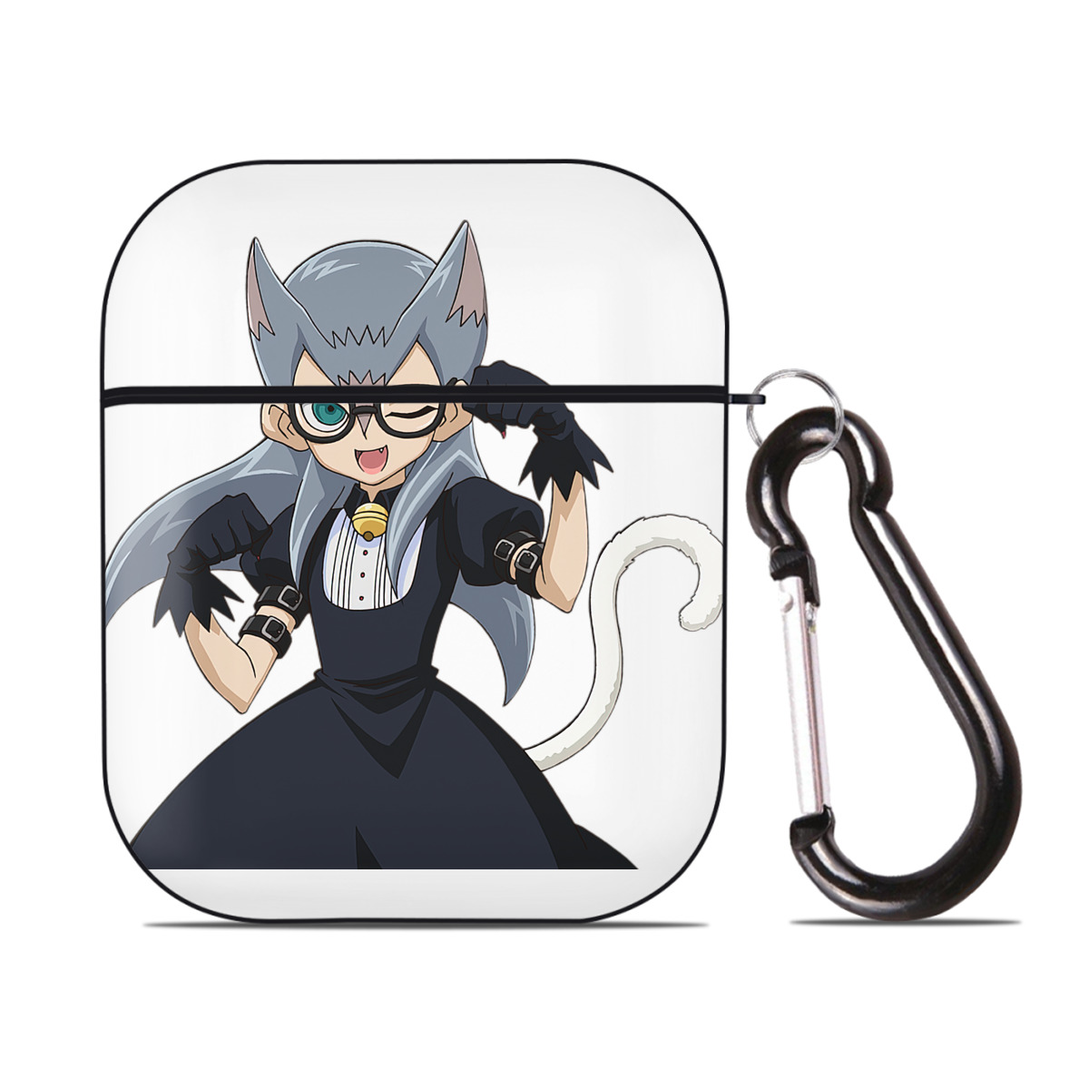 （画像用） 遊☆戯☆王 Yu-Gi-Oh! AirPods 第2世代保護ケース ハードシェル ブラック 耐衝撃・防指紋・カラビナ付き
