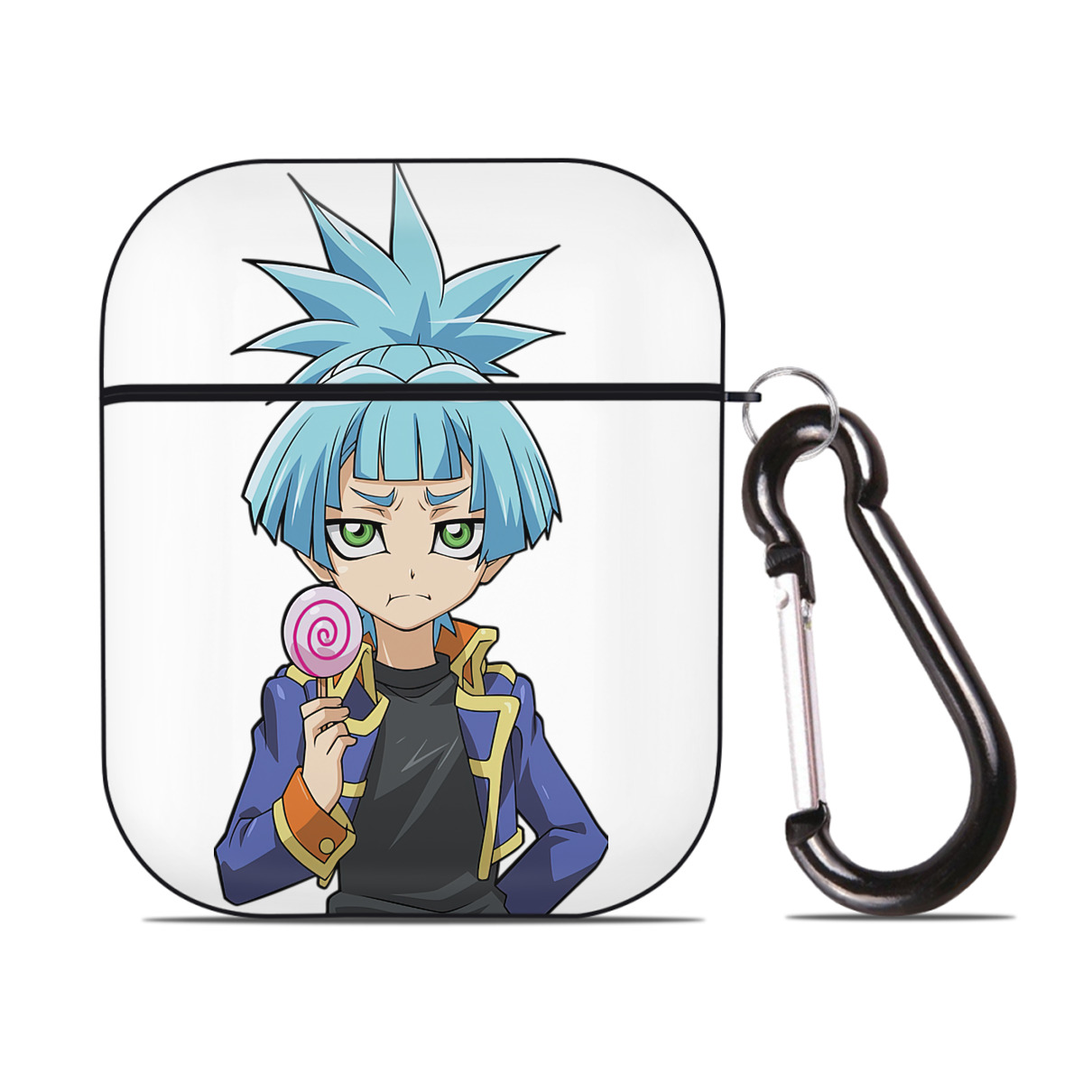 （画像用） 遊☆戯☆王 Yu-Gi-Oh! AirPods 第2世代保護ケース ハードシェル ブラック 耐衝撃・防指紋・カラビナ付き