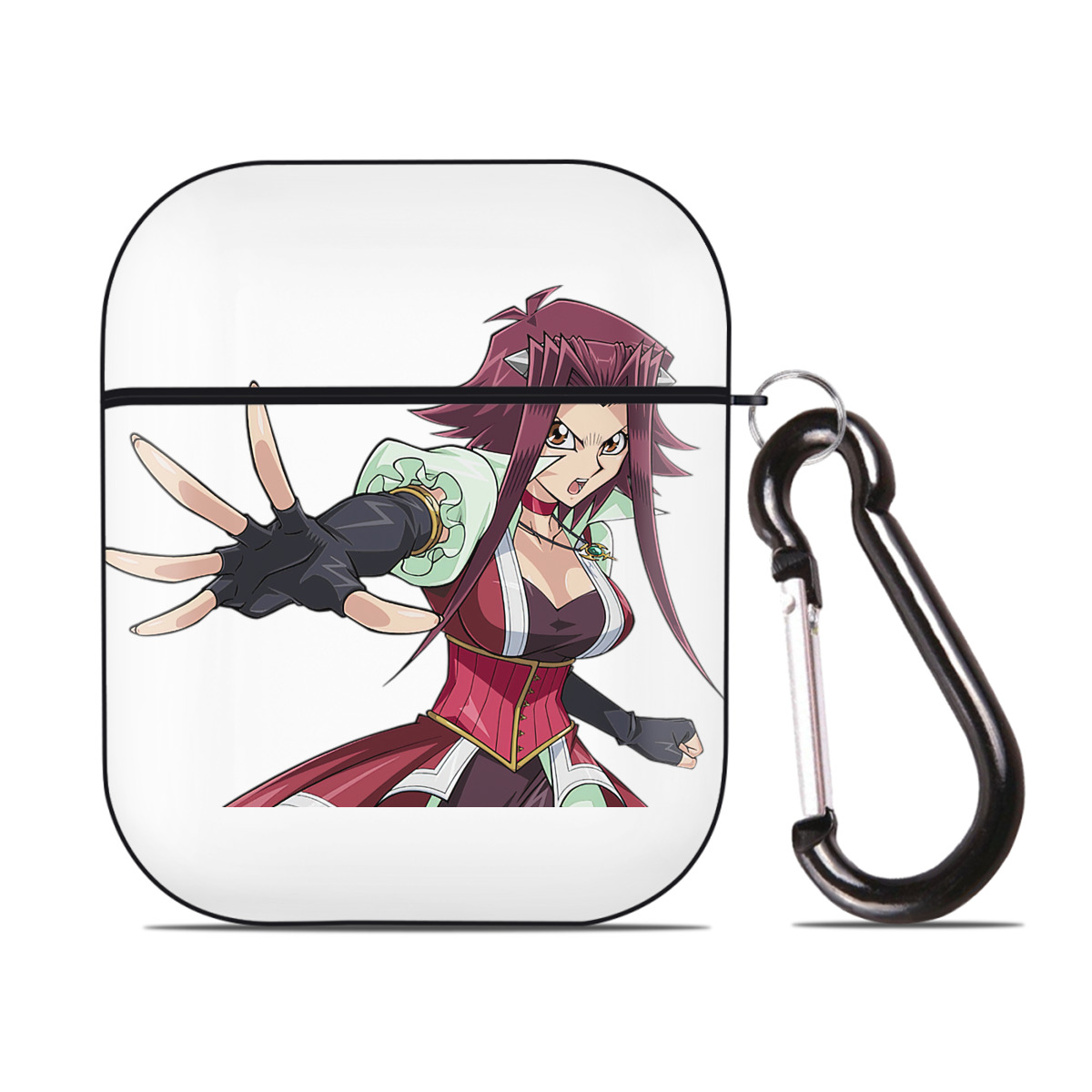 （画像用） 遊☆戯☆王 Yu-Gi-Oh! AirPods 第2世代保護ケース ハードシェル ブラック 耐衝撃・防指紋・カラビナ付き