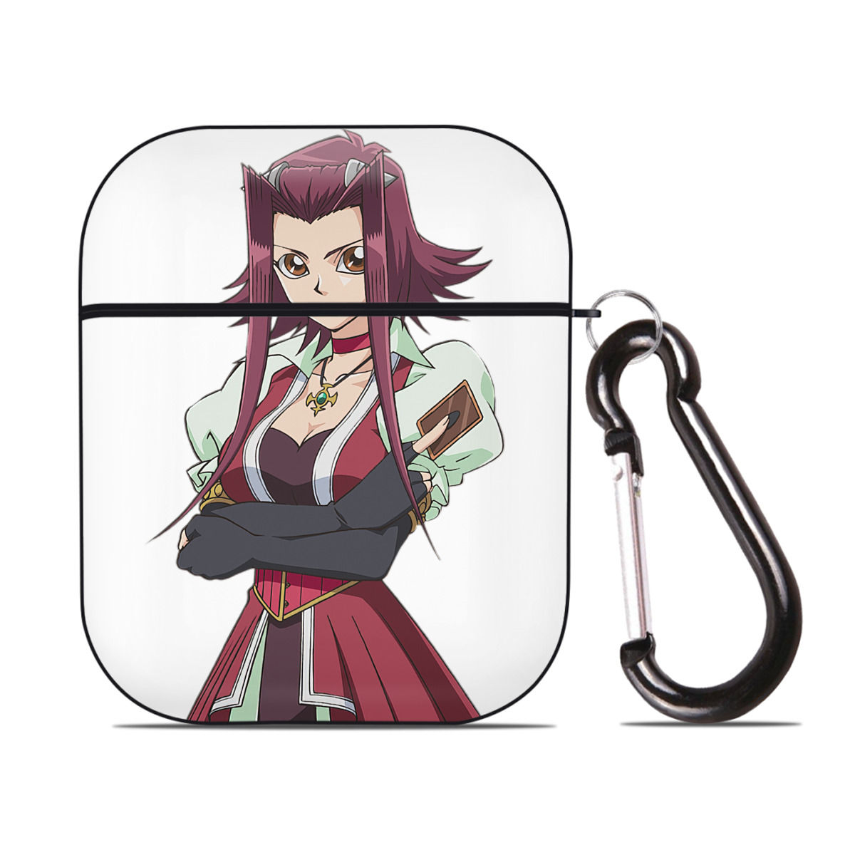 （画像用） 遊☆戯☆王 Yu-Gi-Oh! AirPods 第2世代保護ケース ハードシェル ブラック 耐衝撃・防指紋・カラビナ付き