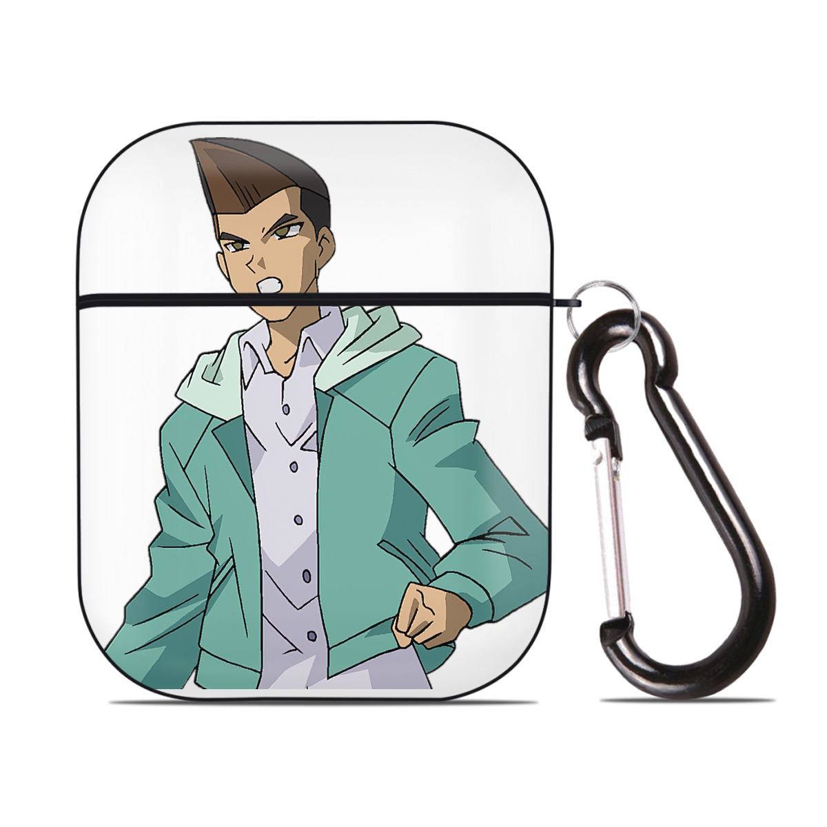 （画像用） 遊☆戯☆王 Yu-Gi-Oh! AirPods 第2世代保護ケース ハードシェル ブラック 耐衝撃・防指紋・カラビナ付き