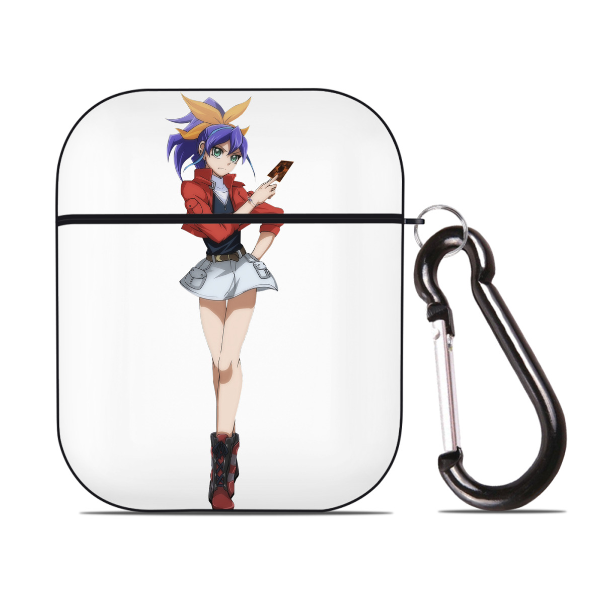 （画像用） 遊☆戯☆王 Yu-Gi-Oh! AirPods 第2世代保護ケース ハードシェル ブラック 耐衝撃・防指紋・カラビナ付き