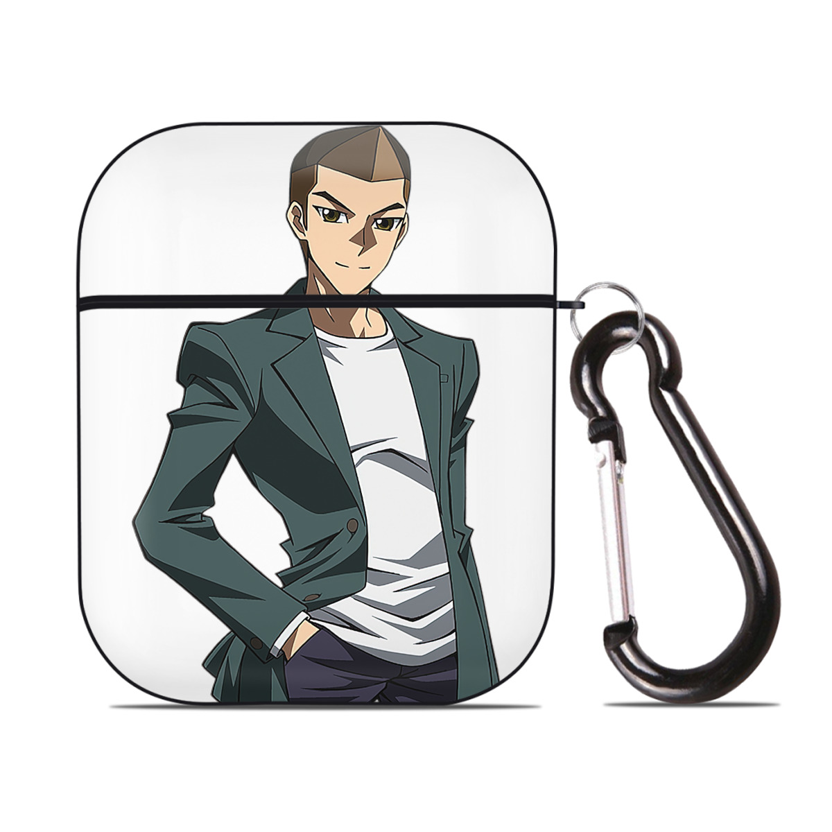 （画像用） 遊☆戯☆王 Yu-Gi-Oh! AirPods 第2世代保護ケース ハードシェル ブラック 耐衝撃・防指紋・カラビナ付き