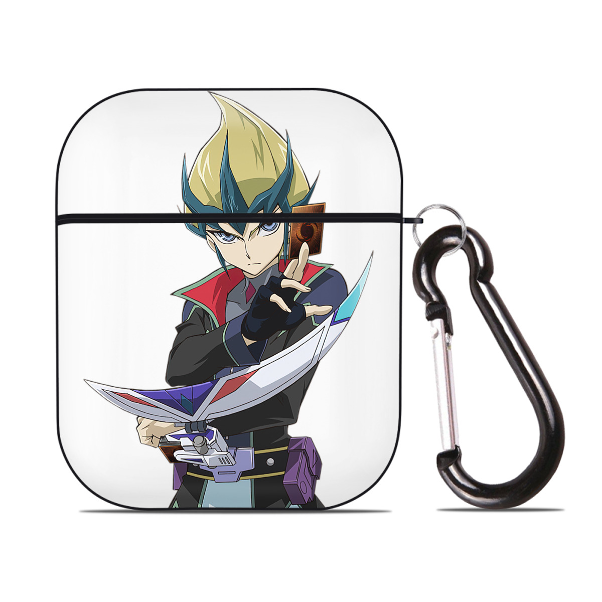 （画像用） 遊☆戯☆王 Yu-Gi-Oh! AirPods 第2世代保護ケース ハードシェル ブラック 耐衝撃・防指紋・カラビナ付き