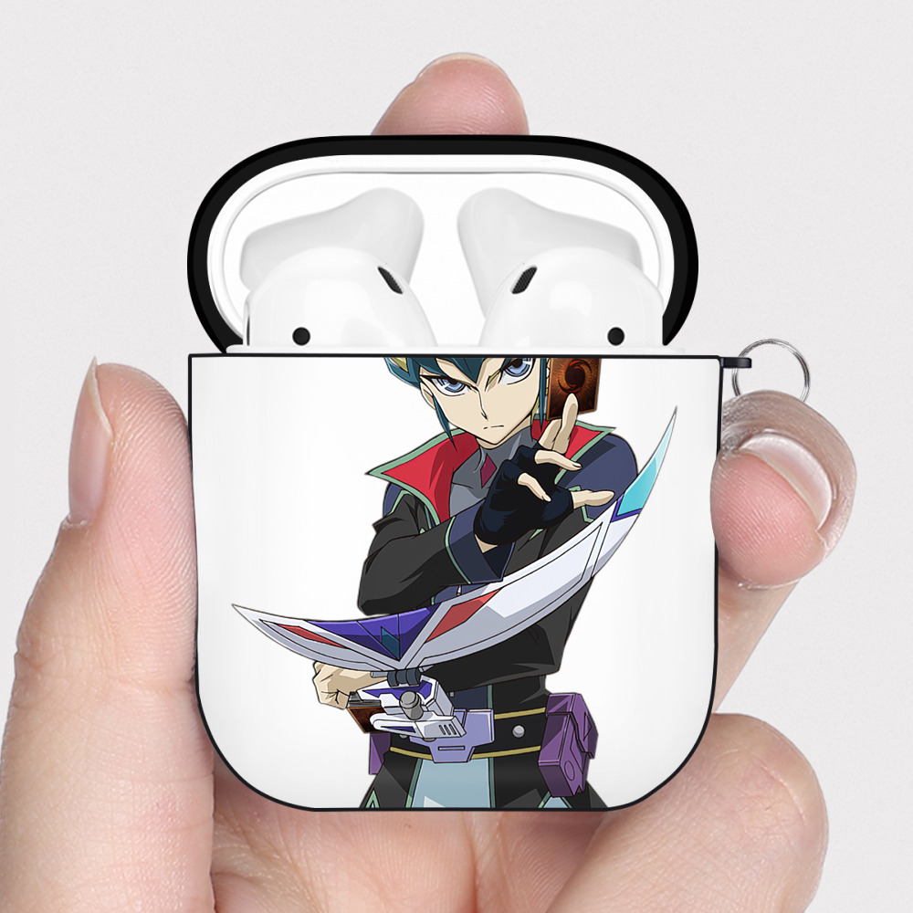 （画像用） 遊☆戯☆王 Yu-Gi-Oh! AirPods 第2世代保護ケース ハードシェル ブラック 耐衝撃・防指紋・カラビナ付き
