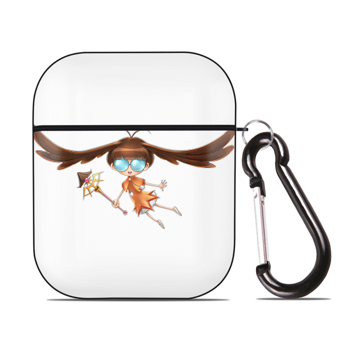 （画像用） 遊☆戯☆王 Yu-Gi-Oh! AirPods 第2世代保護ケース ハードシェル ブラック 耐衝撃・防指紋・カラビナ付き