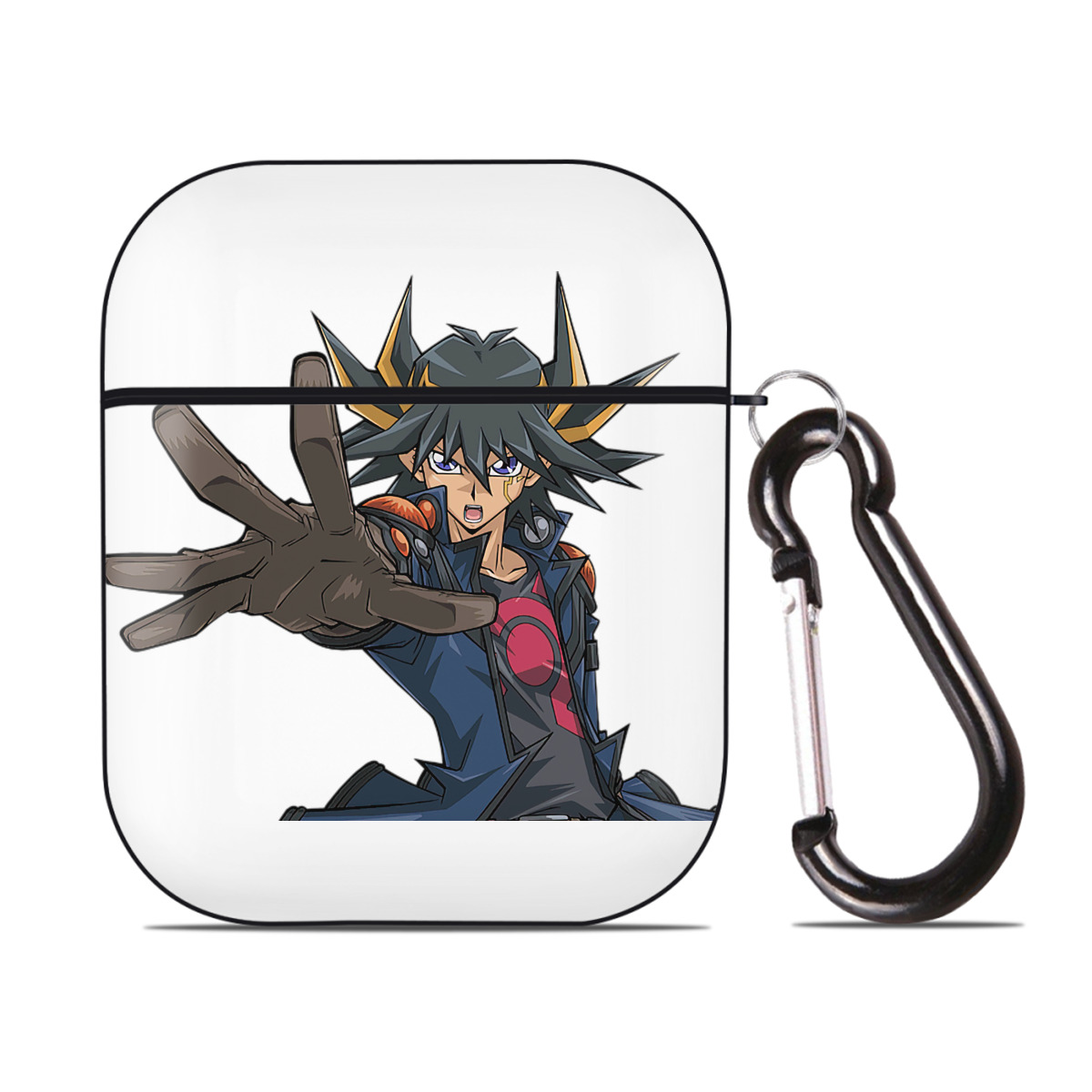（画像用） 遊☆戯☆王 Yu-Gi-Oh! AirPods 第2世代保護ケース ハードシェル ブラック 耐衝撃・防指紋・カラビナ付き