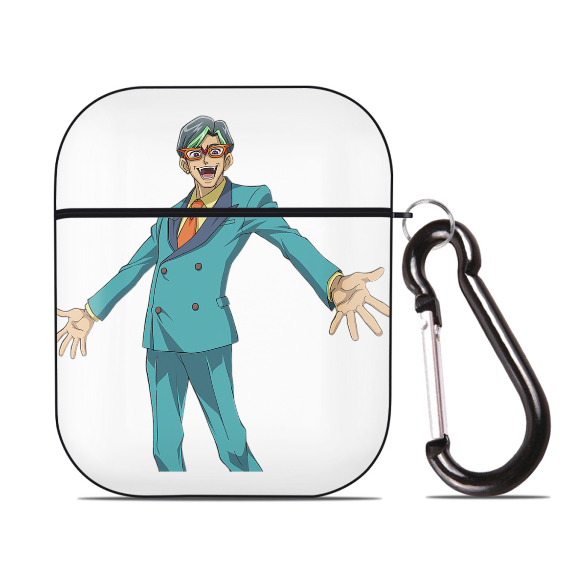 （画像用） 遊☆戯☆王 Yu-Gi-Oh! AirPods 第2世代保護ケース ハードシェル ブラック 耐衝撃・防指紋・カラビナ付き