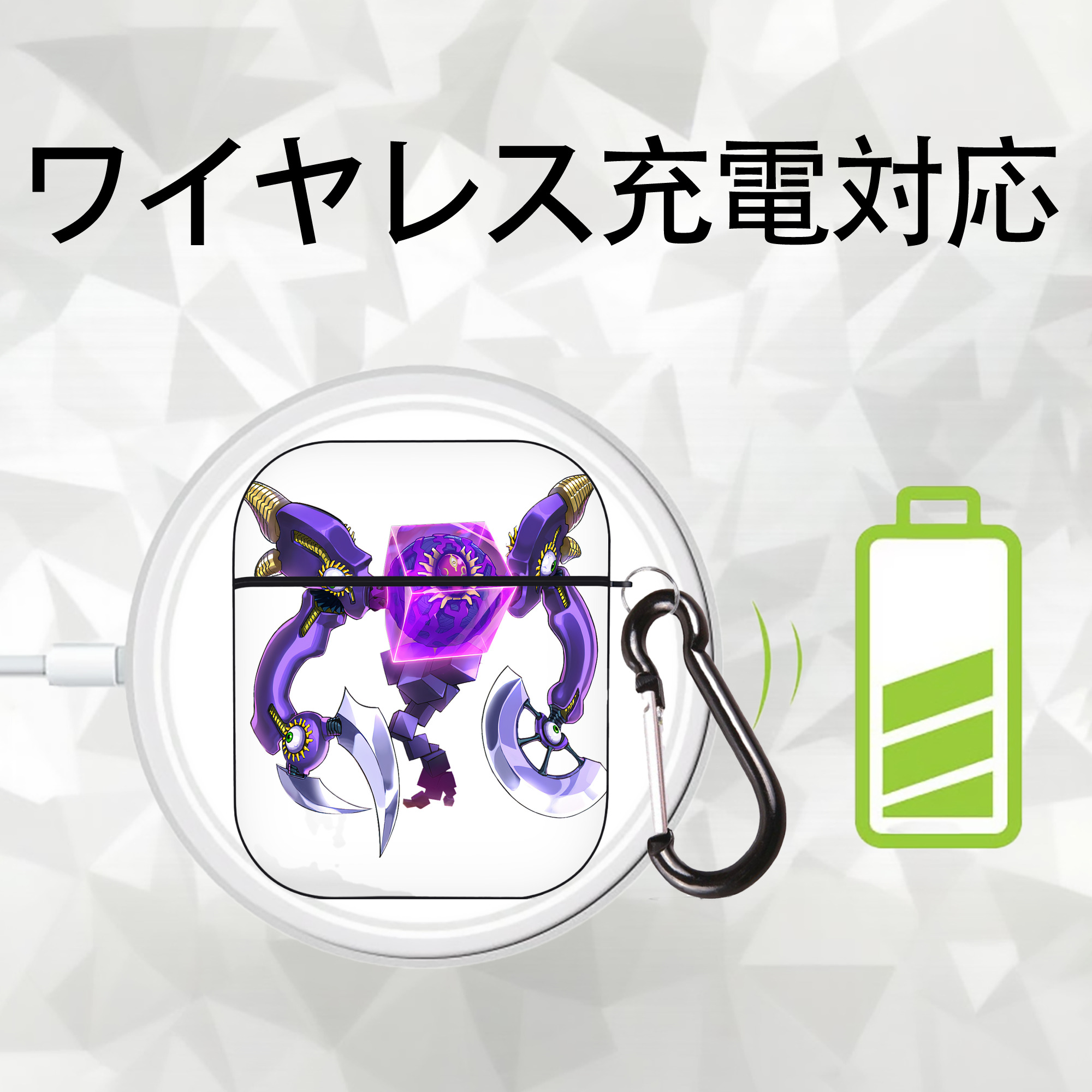 遊☆戯☆王 Yu-Gi-Oh! AirPods 第2世代保護ケース ハードシェル ブラック 耐衝撃・防指紋・カラビナ付き
