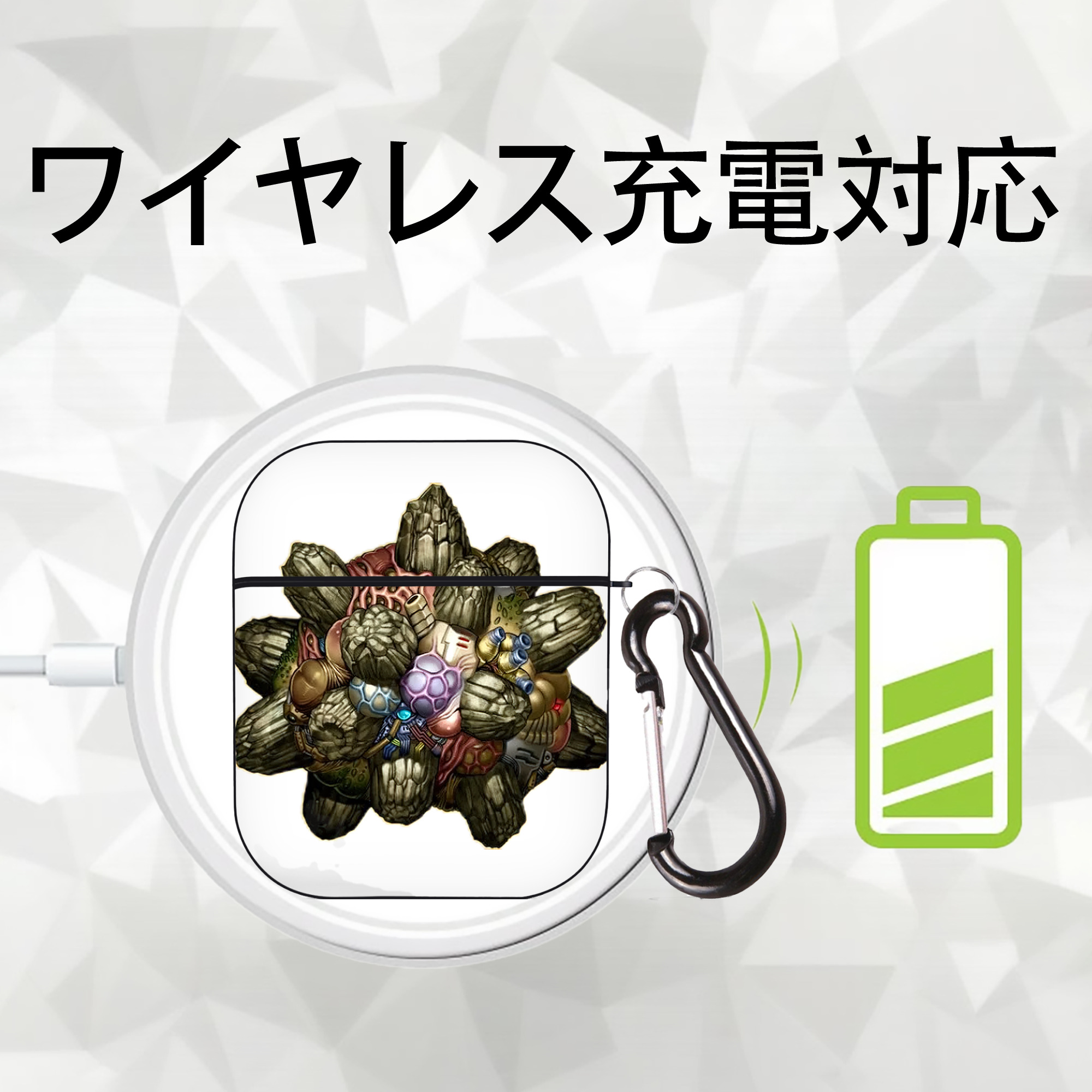 遊☆戯☆王 Yu-Gi-Oh! AirPods 第2世代保護ケース ハードシェル ブラック 耐衝撃・防指紋・カラビナ付き