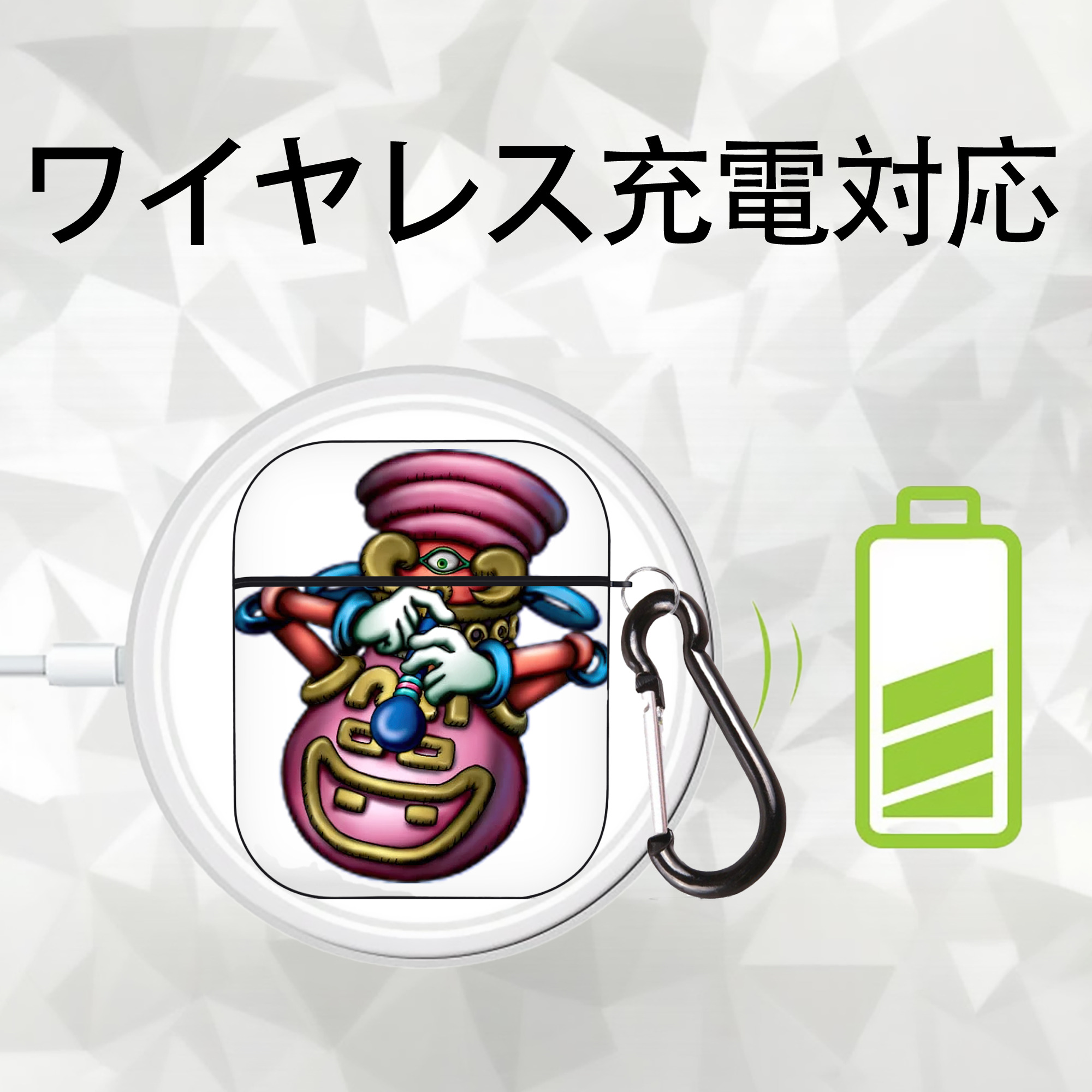 遊☆戯☆王 Yu-Gi-Oh! AirPods 第2世代保護ケース ハードシェル ブラック 耐衝撃・防指紋・カラビナ付き