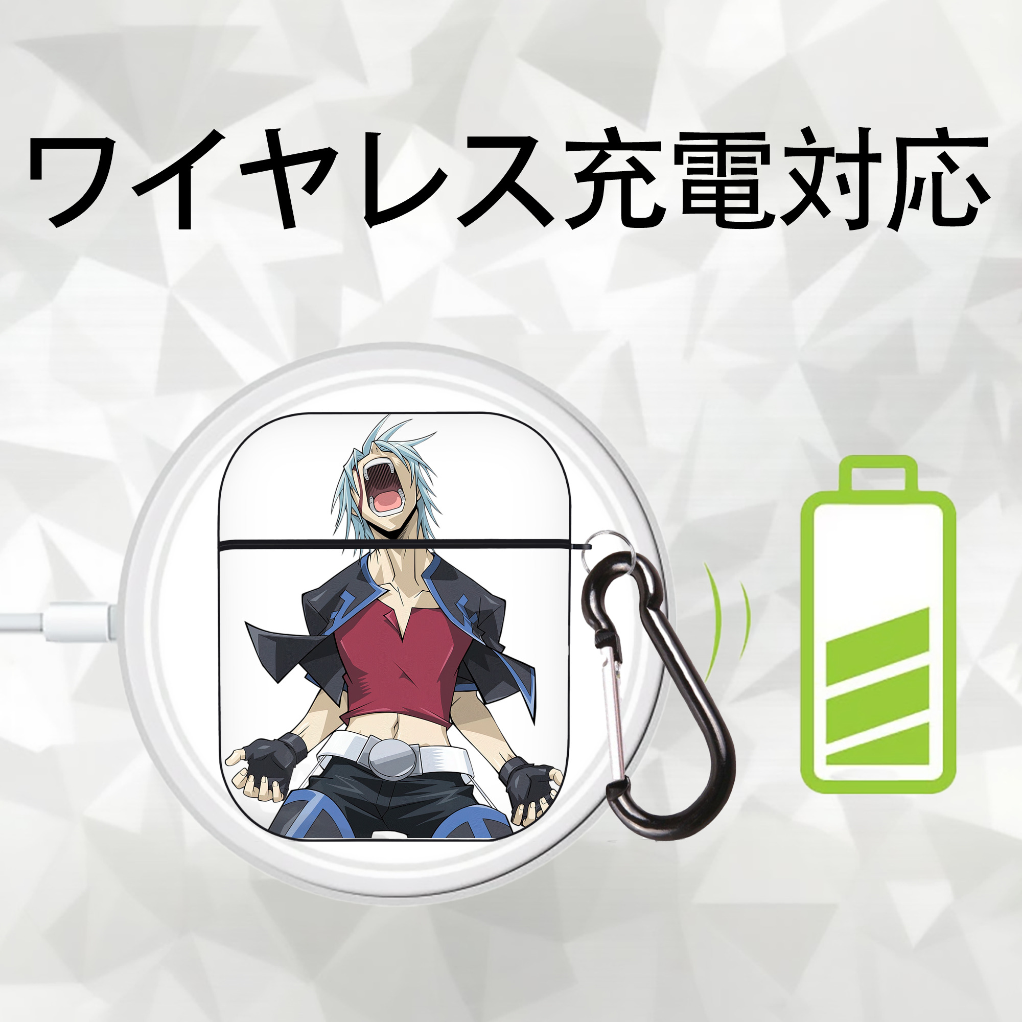 遊☆戯☆王 Yu-Gi-Oh! AirPods 第2世代保護ケース ハードシェル ブラック 耐衝撃・防指紋・カラビナ付き
