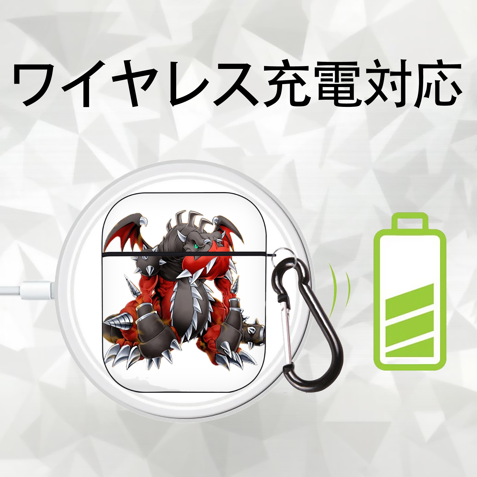 遊☆戯☆王 Yu-Gi-Oh! AirPods 第2世代保護ケース ハードシェル ブラック 耐衝撃・防指紋・カラビナ付き