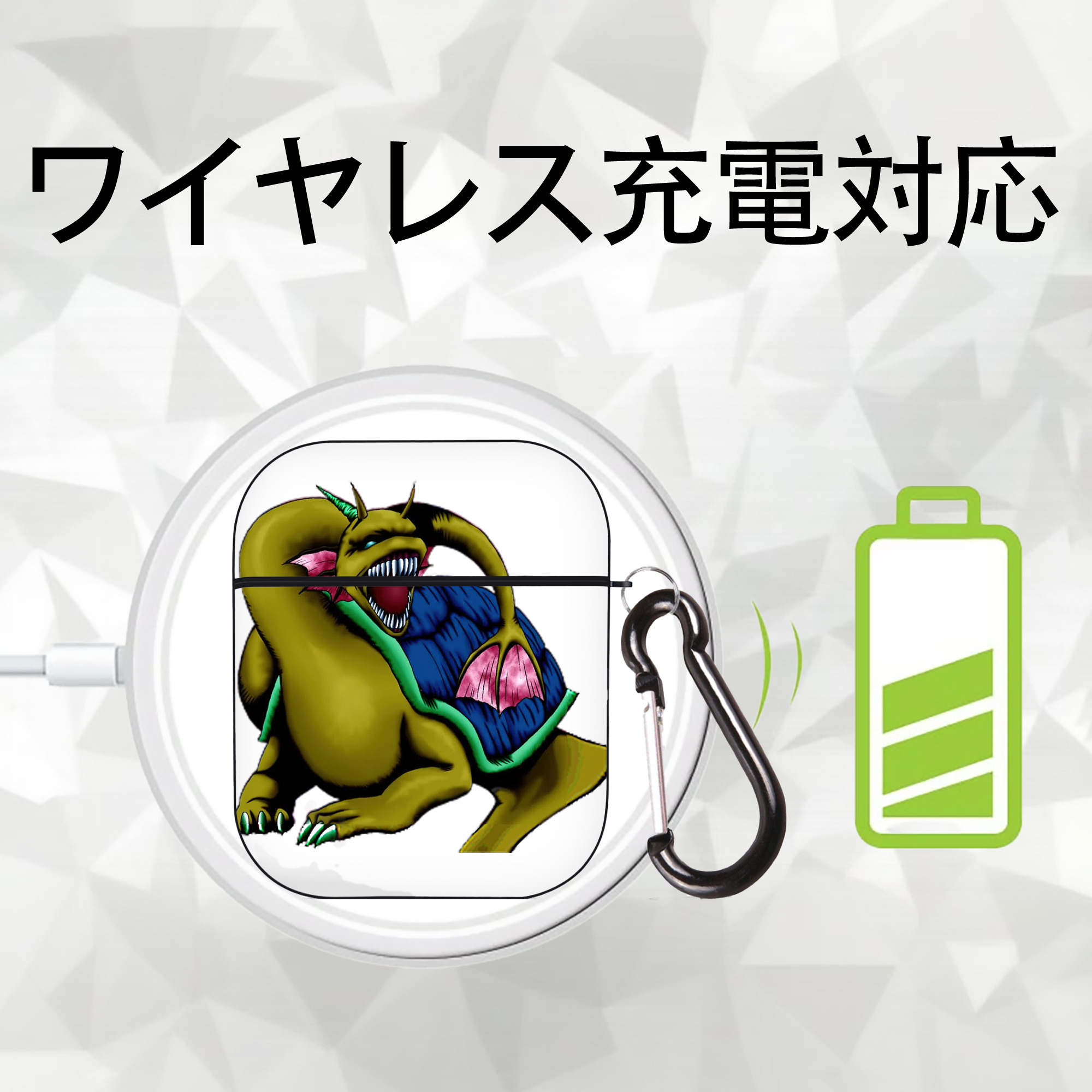 遊☆戯☆王 Yu-Gi-Oh! AirPods 第2世代保護ケース ハードシェル ブラック 耐衝撃・防指紋・カラビナ付き