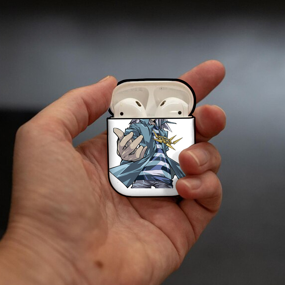 遊☆戯☆王 Yu-Gi-Oh! AirPods 第2世代保護ケース ハードシェル ブラック 耐衝撃・防指紋・カラビナ付き