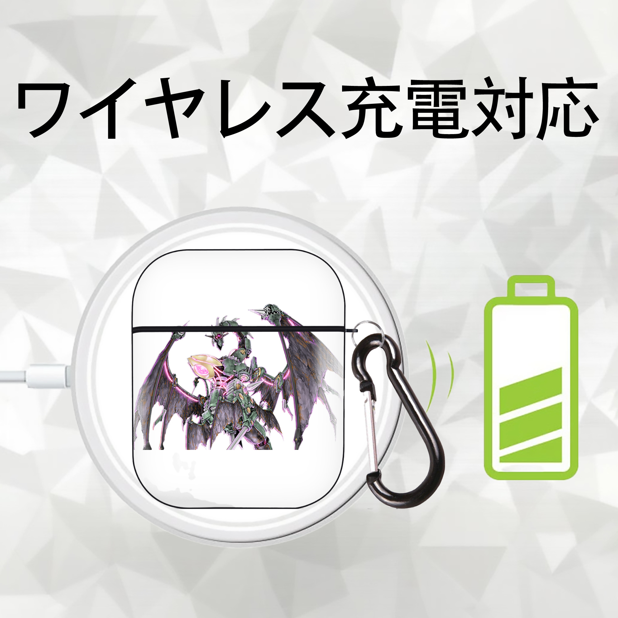遊☆戯☆王 Yu-Gi-Oh! AirPods 第2世代保護ケース ハードシェル ブラック 耐衝撃・防指紋・カラビナ付き