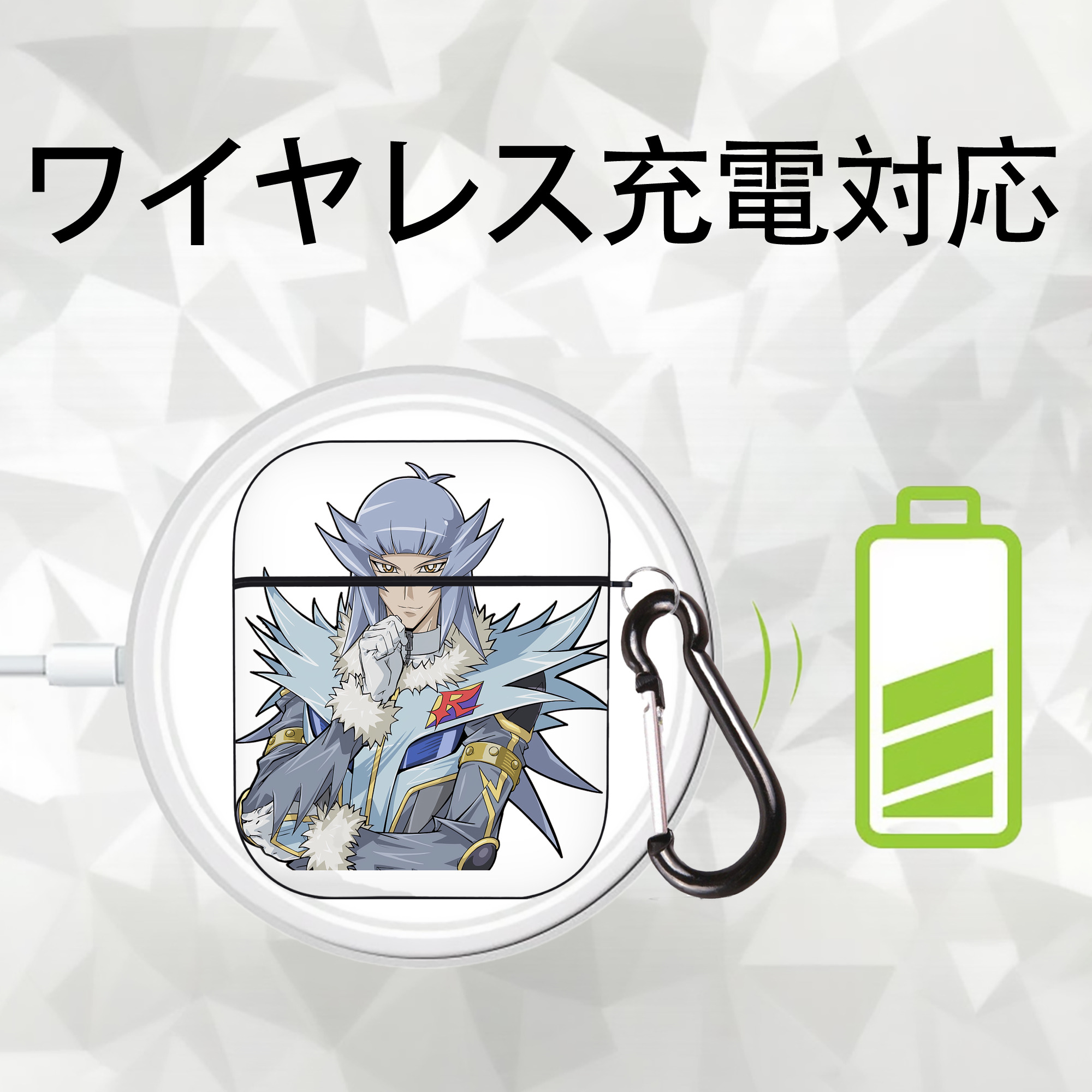 遊☆戯☆王 Yu-Gi-Oh! AirPods 第2世代保護ケース ハードシェル ブラック 耐衝撃・防指紋・カラビナ付き