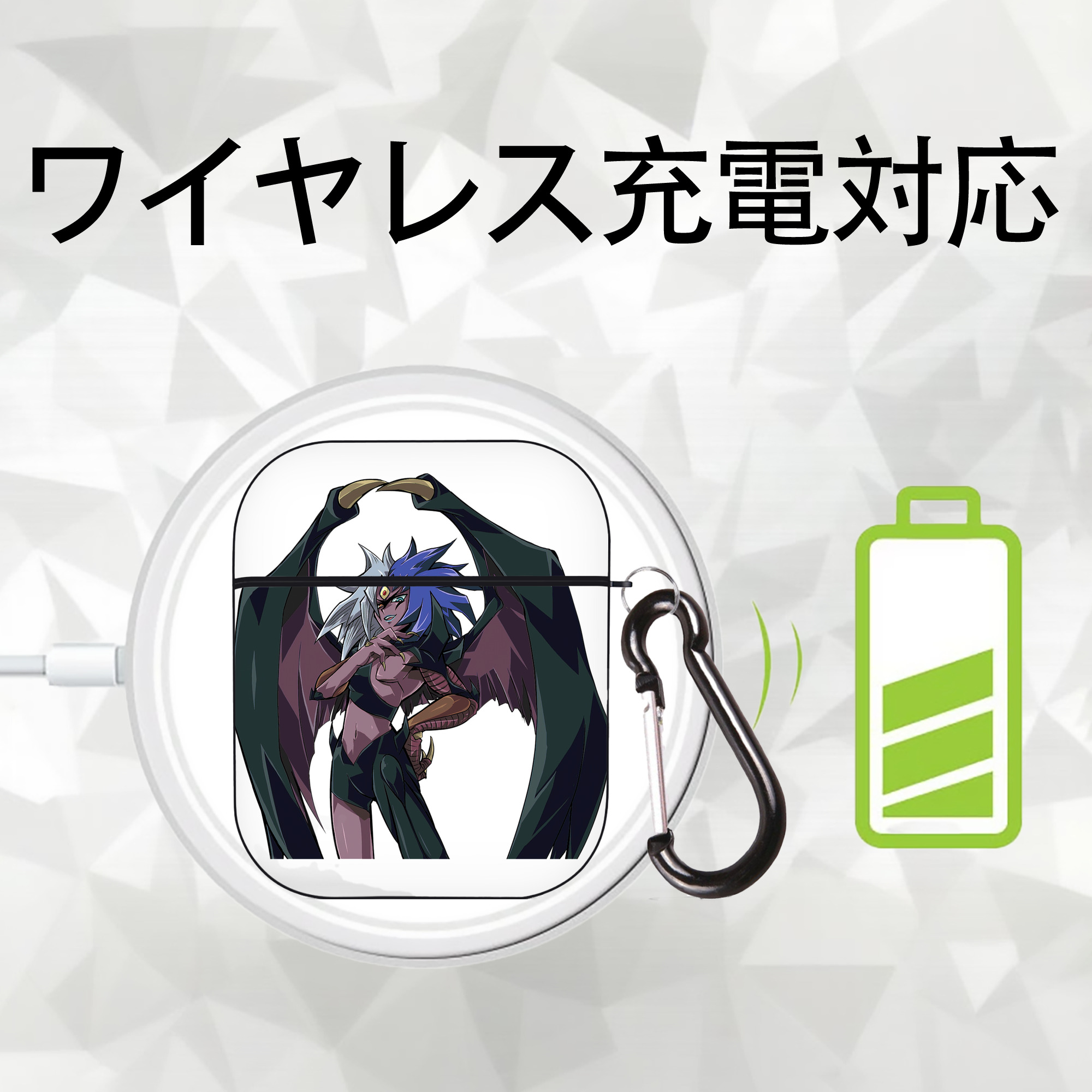 遊☆戯☆王 Yu-Gi-Oh! AirPods 第2世代保護ケース ハードシェル ブラック 耐衝撃・防指紋・カラビナ付き