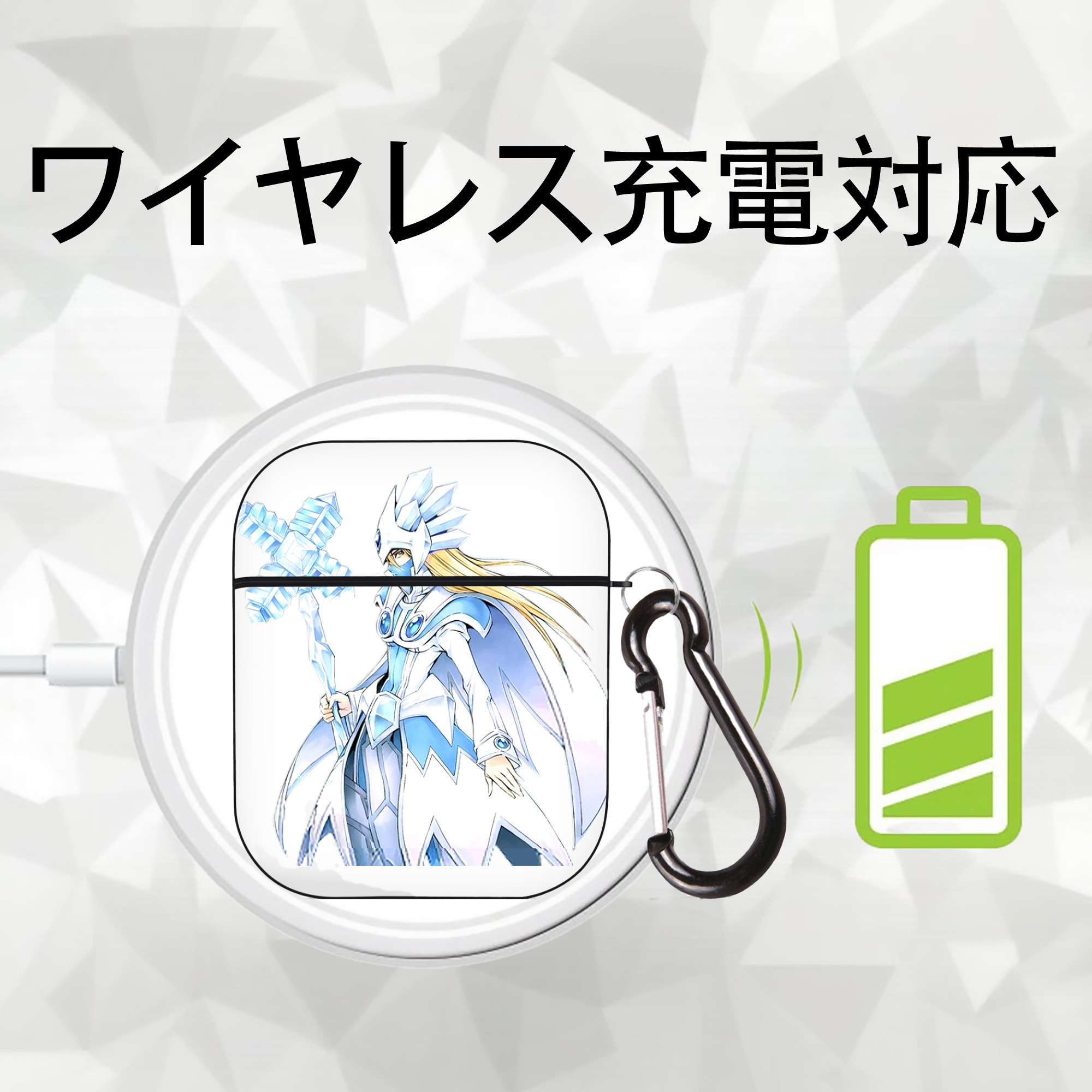 遊☆戯☆王 Yu-Gi-Oh! AirPods 第2世代保護ケース ハードシェル ブラック 耐衝撃・防指紋・カラビナ付き