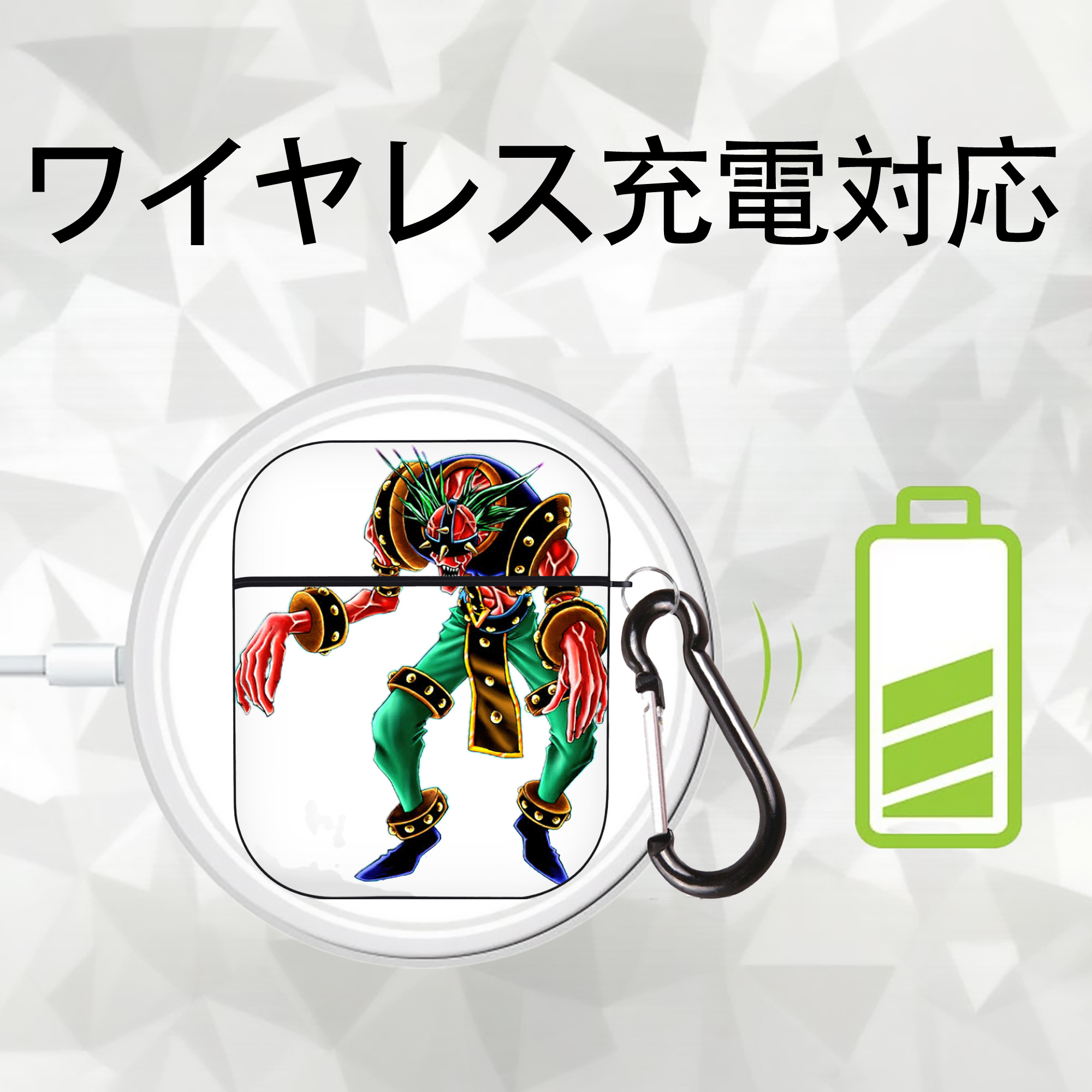 遊☆戯☆王 Yu-Gi-Oh! AirPods 第2世代保護ケース ハードシェル ブラック 耐衝撃・防指紋・カラビナ付き