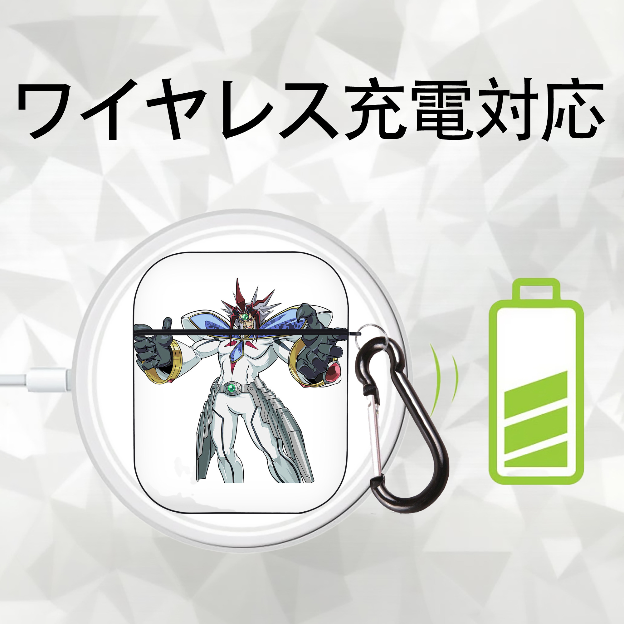 遊☆戯☆王 Yu-Gi-Oh! AirPods 第2世代保護ケース ハードシェル ブラック 耐衝撃・防指紋・カラビナ付き