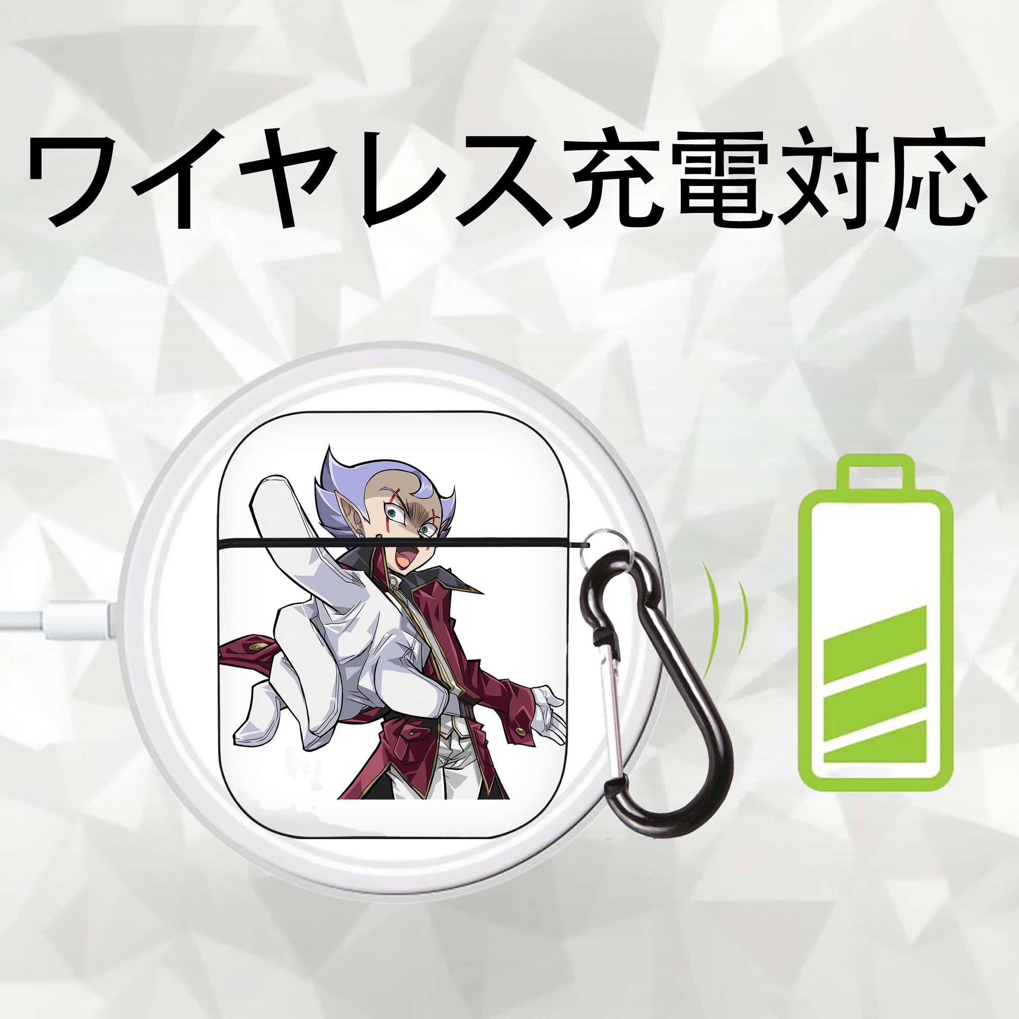 遊☆戯☆王 Yu-Gi-Oh! AirPods 第2世代保護ケース ハードシェル ブラック 耐衝撃・防指紋・カラビナ付き