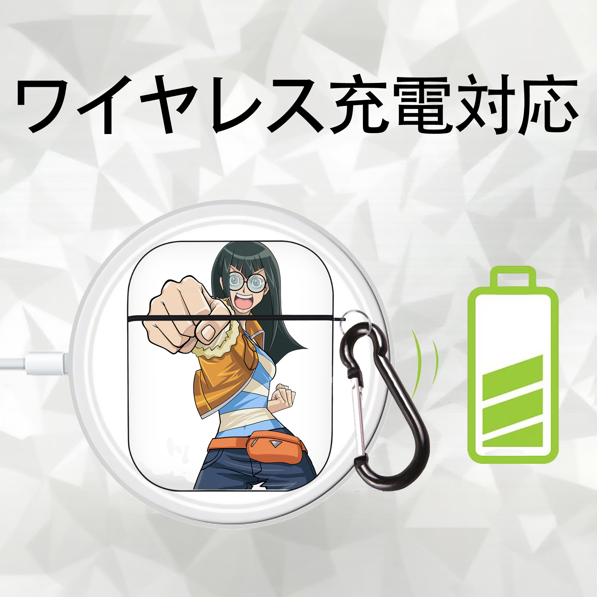 遊☆戯☆王 Yu-Gi-Oh! AirPods 第2世代保護ケース ハードシェル ブラック 耐衝撃・防指紋・カラビナ付き