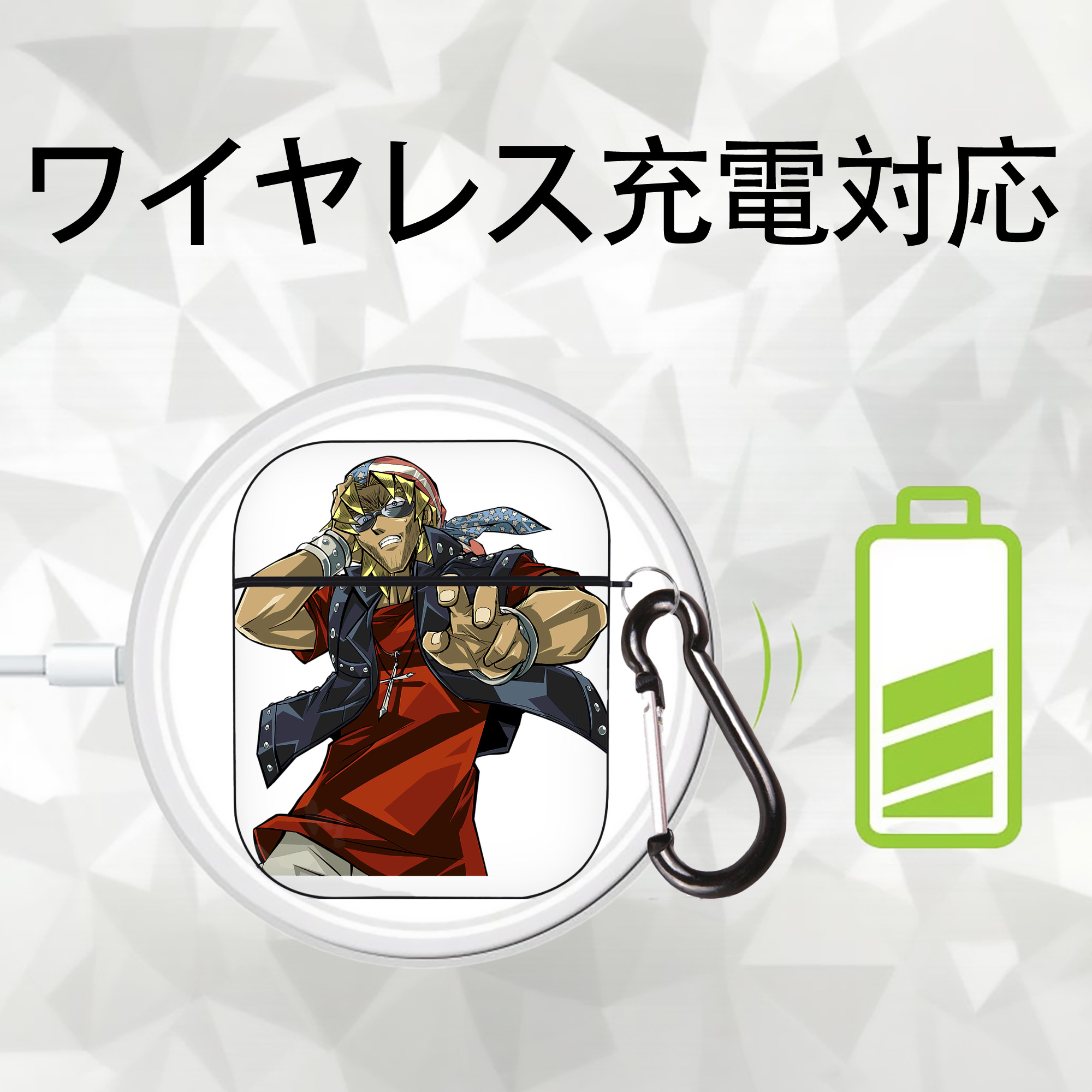 遊☆戯☆王 Yu-Gi-Oh! AirPods 第2世代保護ケース ハードシェル ブラック 耐衝撃・防指紋・カラビナ付き