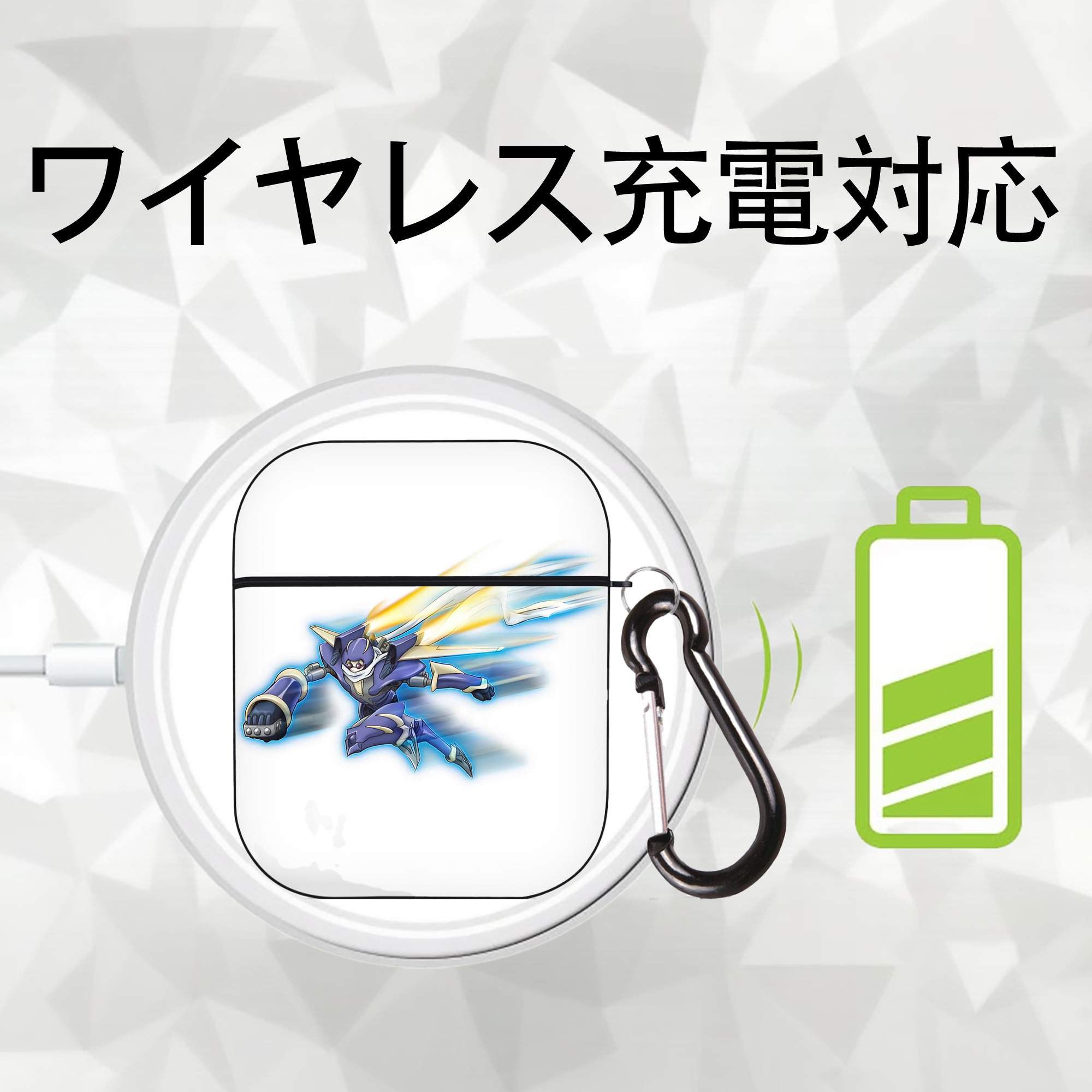 遊☆戯☆王 Yu-Gi-Oh! AirPods 第2世代保護ケース ハードシェル ブラック 耐衝撃・防指紋・カラビナ付き