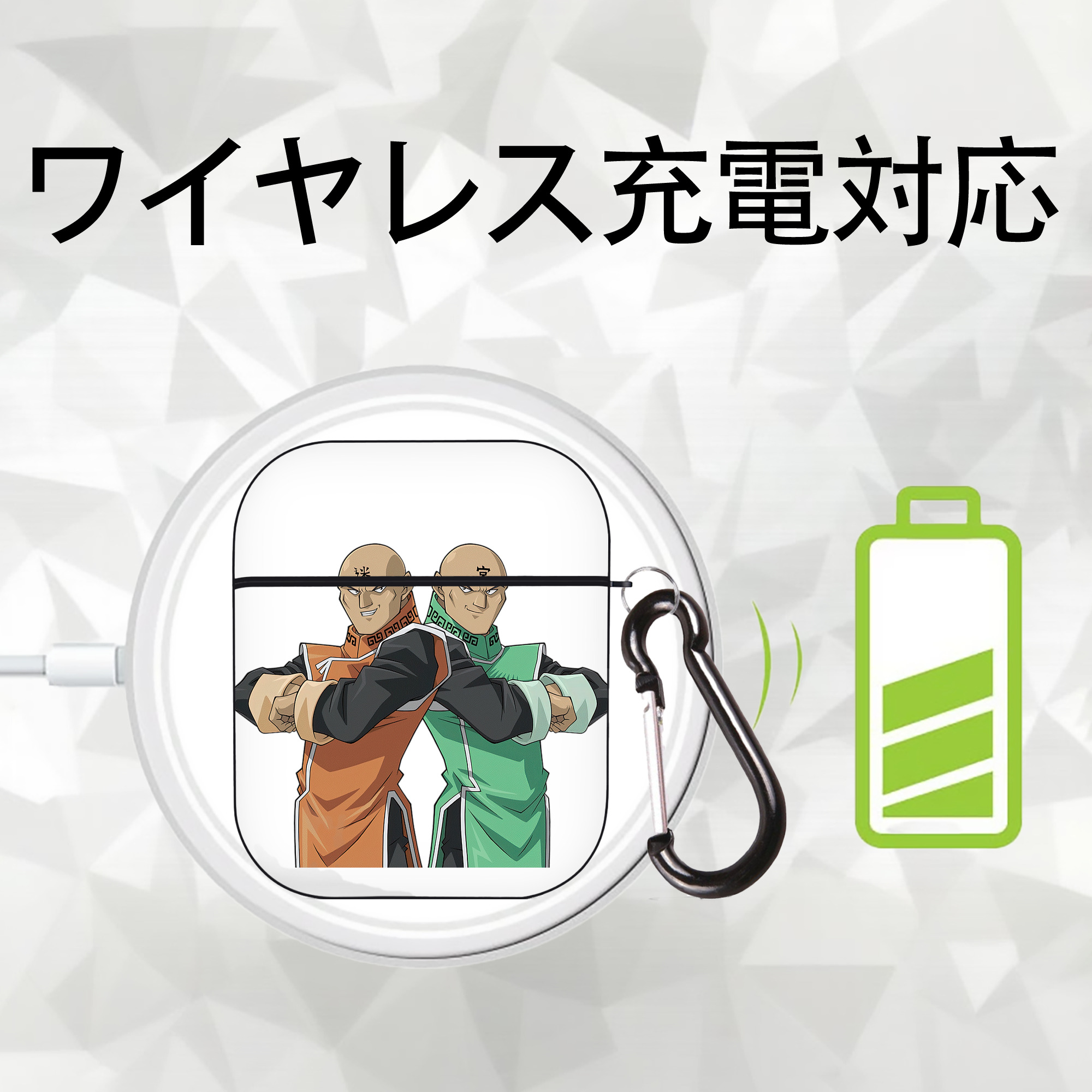 遊☆戯☆王 Yu-Gi-Oh! AirPods 第2世代保護ケース ハードシェル ブラック 耐衝撃・防指紋・カラビナ付き