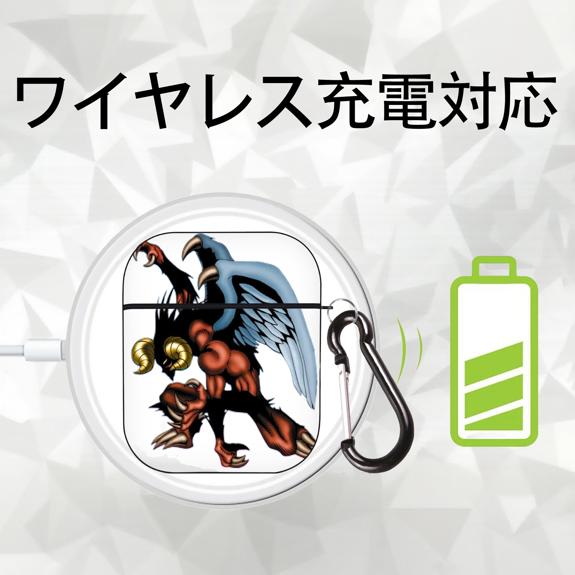 遊☆戯☆王 Yu-Gi-Oh! AirPods 第2世代保護ケース ハードシェル ブラック 耐衝撃・防指紋・カラビナ付き
