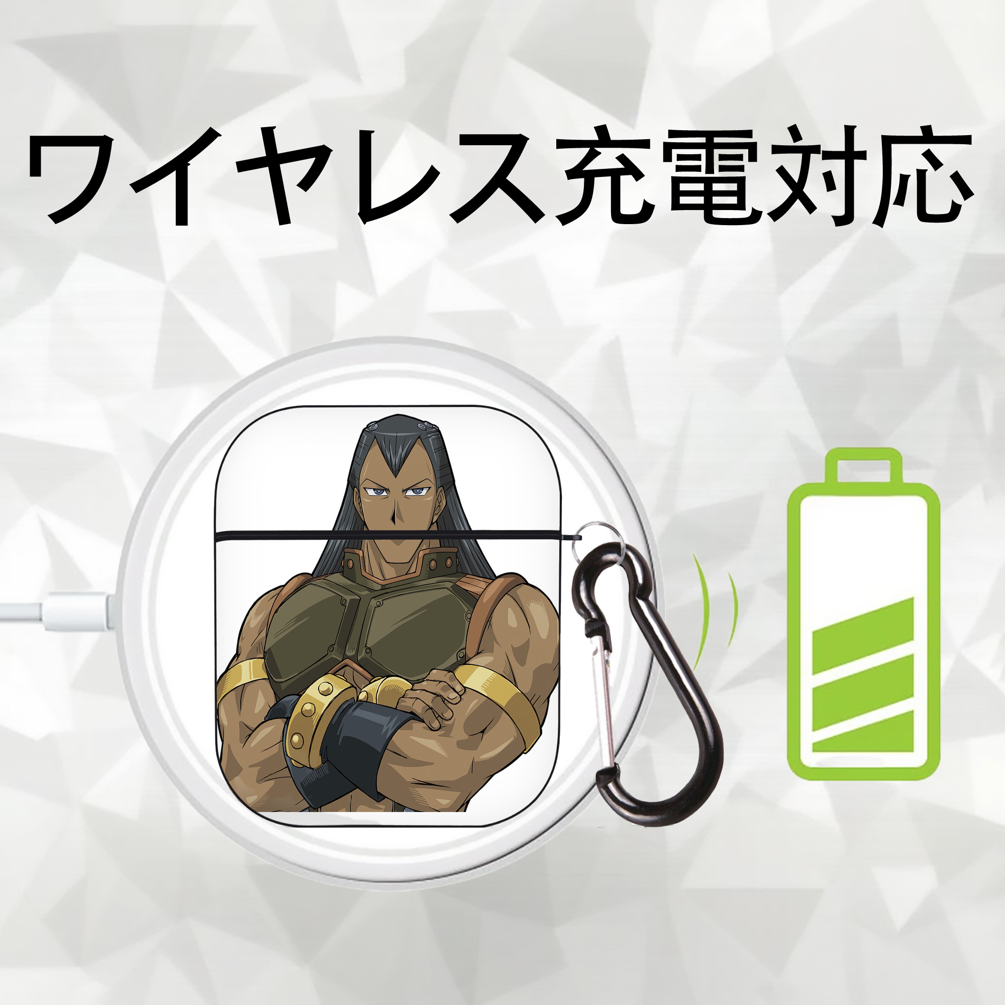 遊☆戯☆王 Yu-Gi-Oh! AirPods 第2世代保護ケース ハードシェル ブラック 耐衝撃・防指紋・カラビナ付き