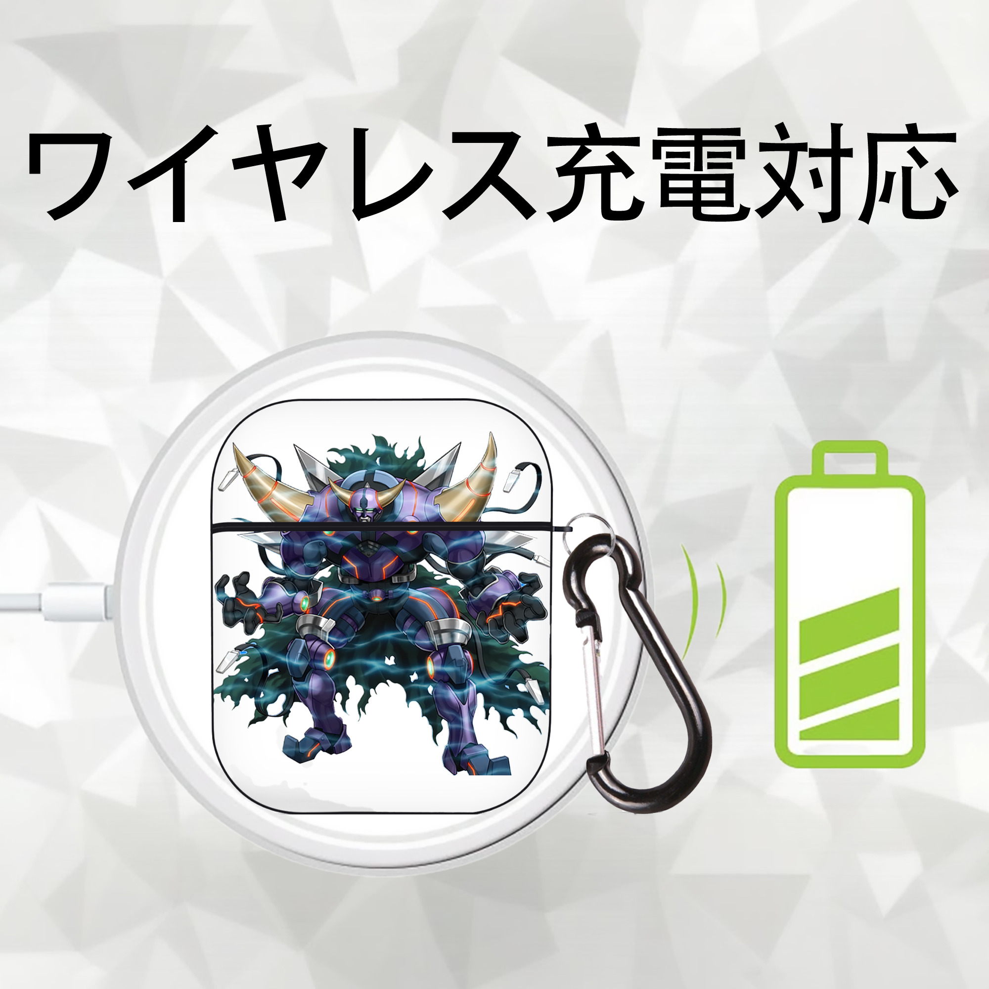 遊☆戯☆王 Yu-Gi-Oh! AirPods 第2世代保護ケース ハードシェル ブラック 耐衝撃・防指紋・カラビナ付き