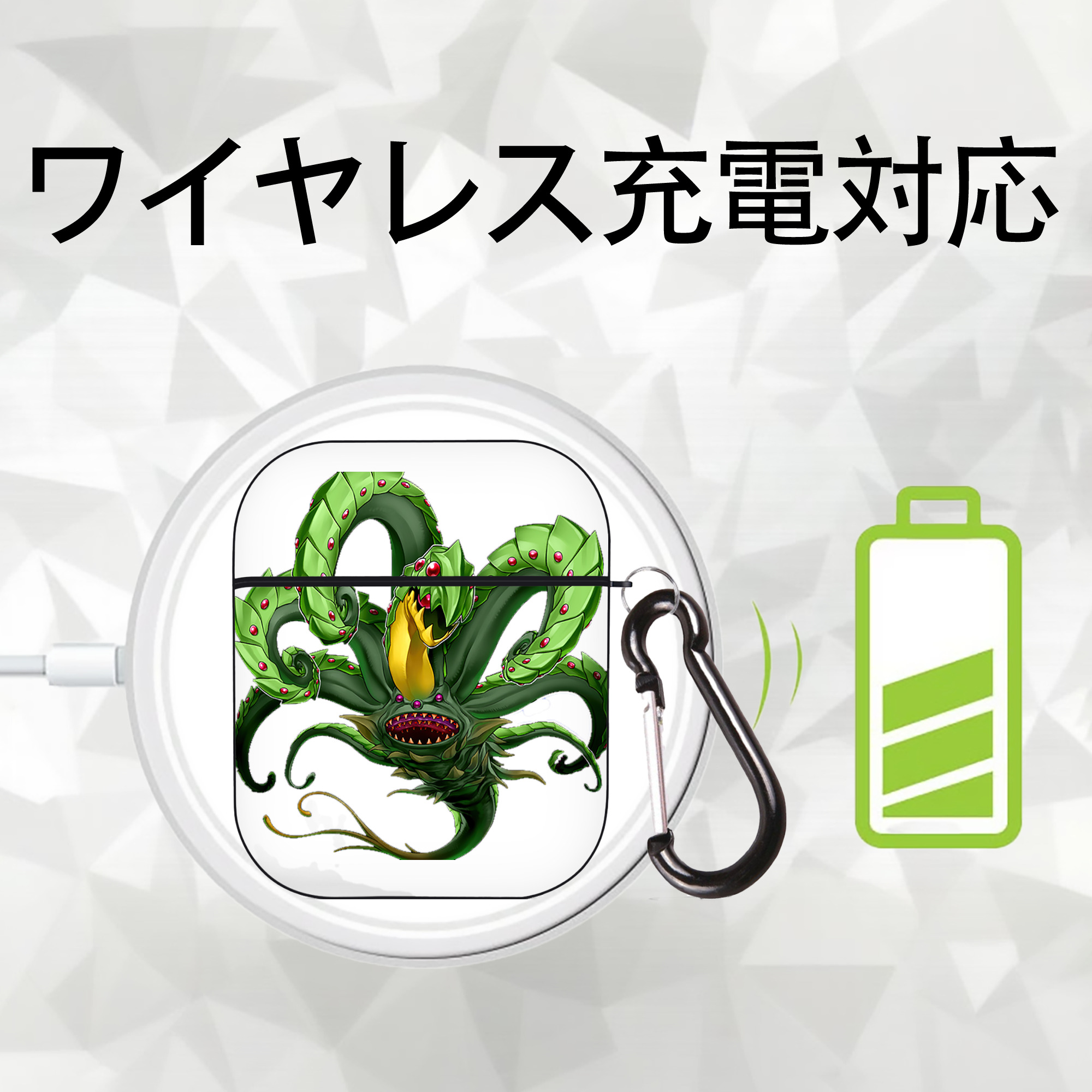 遊☆戯☆王 Yu-Gi-Oh! AirPods 第2世代保護ケース ハードシェル ブラック 耐衝撃・防指紋・カラビナ付き