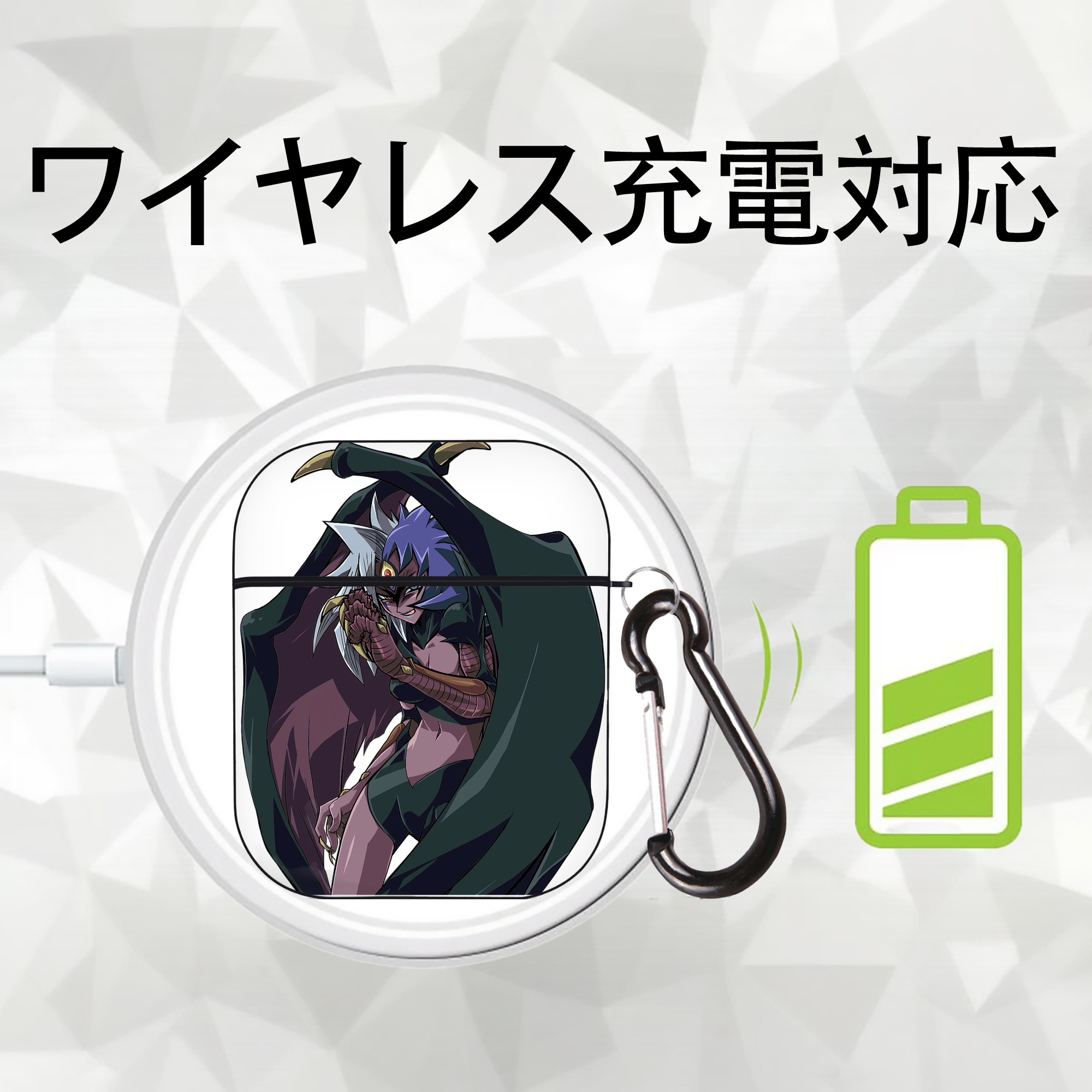 遊☆戯☆王 Yu-Gi-Oh! AirPods 第2世代保護ケース ハードシェル ブラック 耐衝撃・防指紋・カラビナ付き