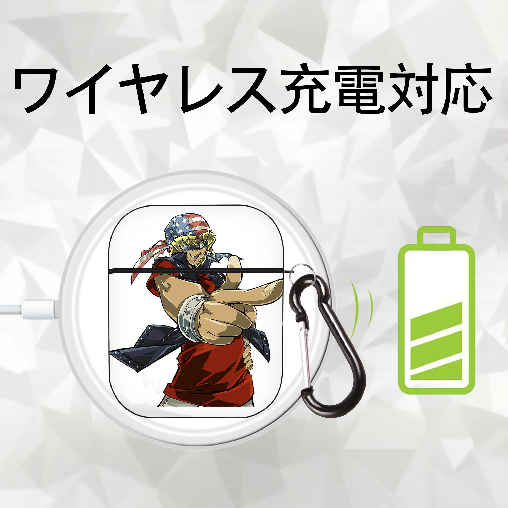 遊☆戯☆王 Yu-Gi-Oh! AirPods 第2世代保護ケース ハードシェル ブラック 耐衝撃・防指紋・カラビナ付き