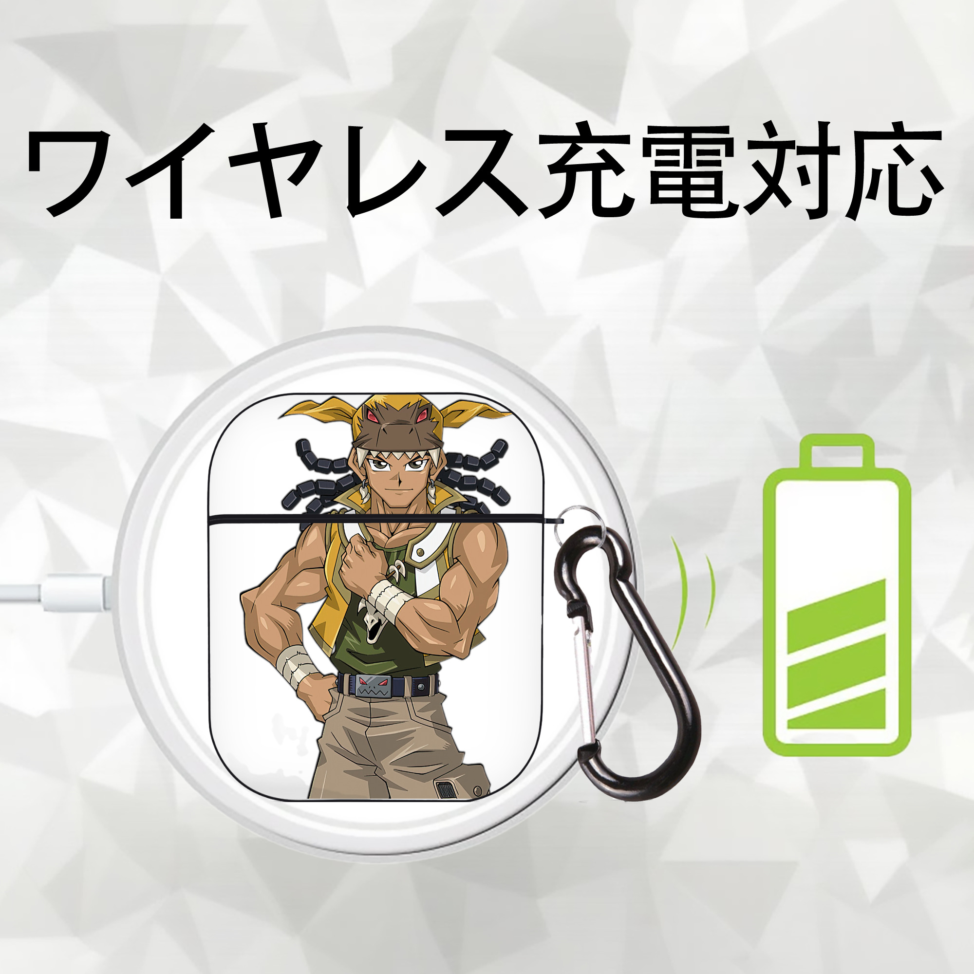 遊☆戯☆王 Yu-Gi-Oh! AirPods 第2世代保護ケース ハードシェル ブラック 耐衝撃・防指紋・カラビナ付き