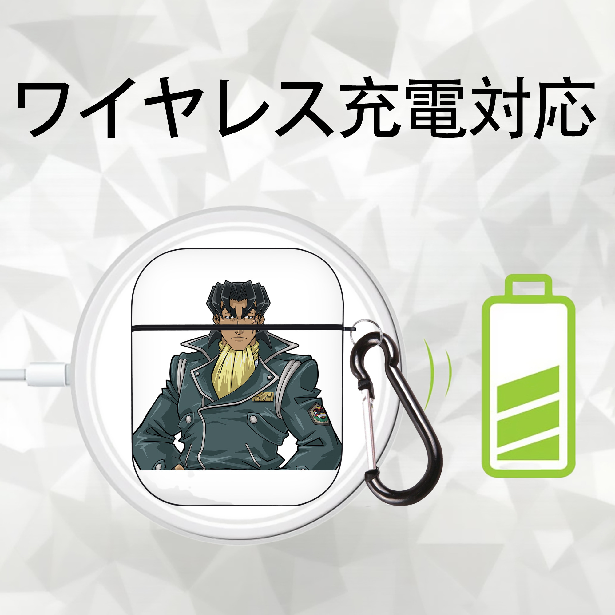 遊☆戯☆王 Yu-Gi-Oh! AirPods 第2世代保護ケース ハードシェル ブラック 耐衝撃・防指紋・カラビナ付き