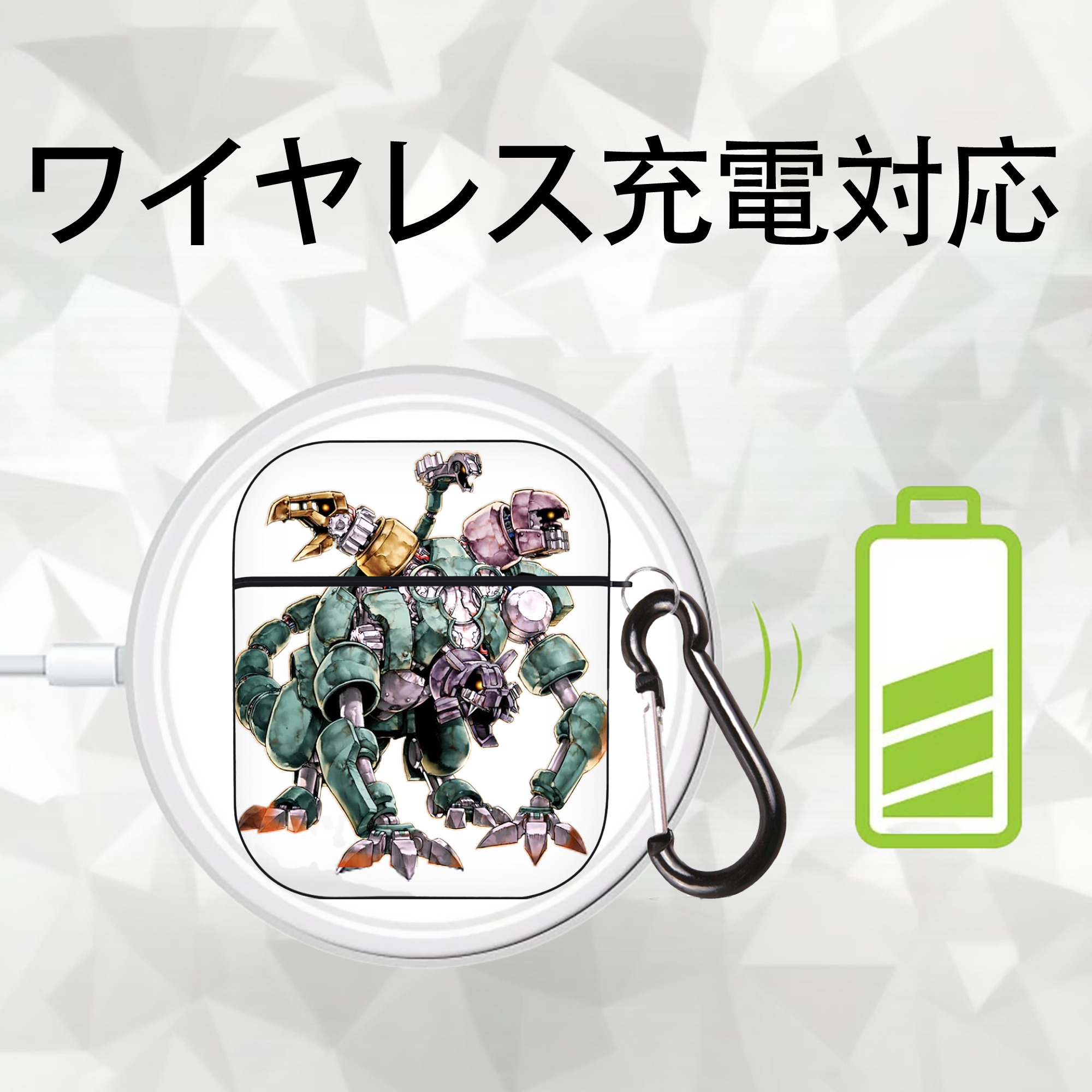 遊☆戯☆王 Yu-Gi-Oh! AirPods 第2世代保護ケース ハードシェル ブラック 耐衝撃・防指紋・カラビナ付き