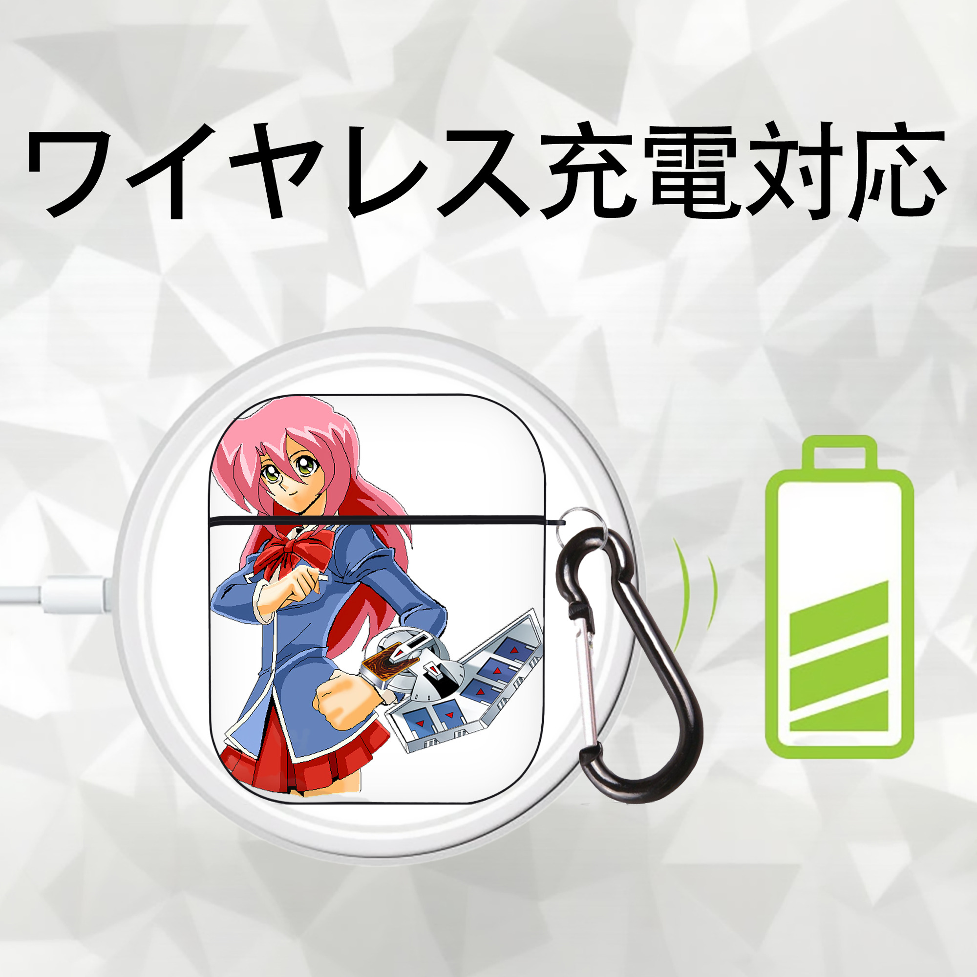 遊☆戯☆王 Yu-Gi-Oh! AirPods 第2世代保護ケース ハードシェル ブラック 耐衝撃・防指紋・カラビナ付き