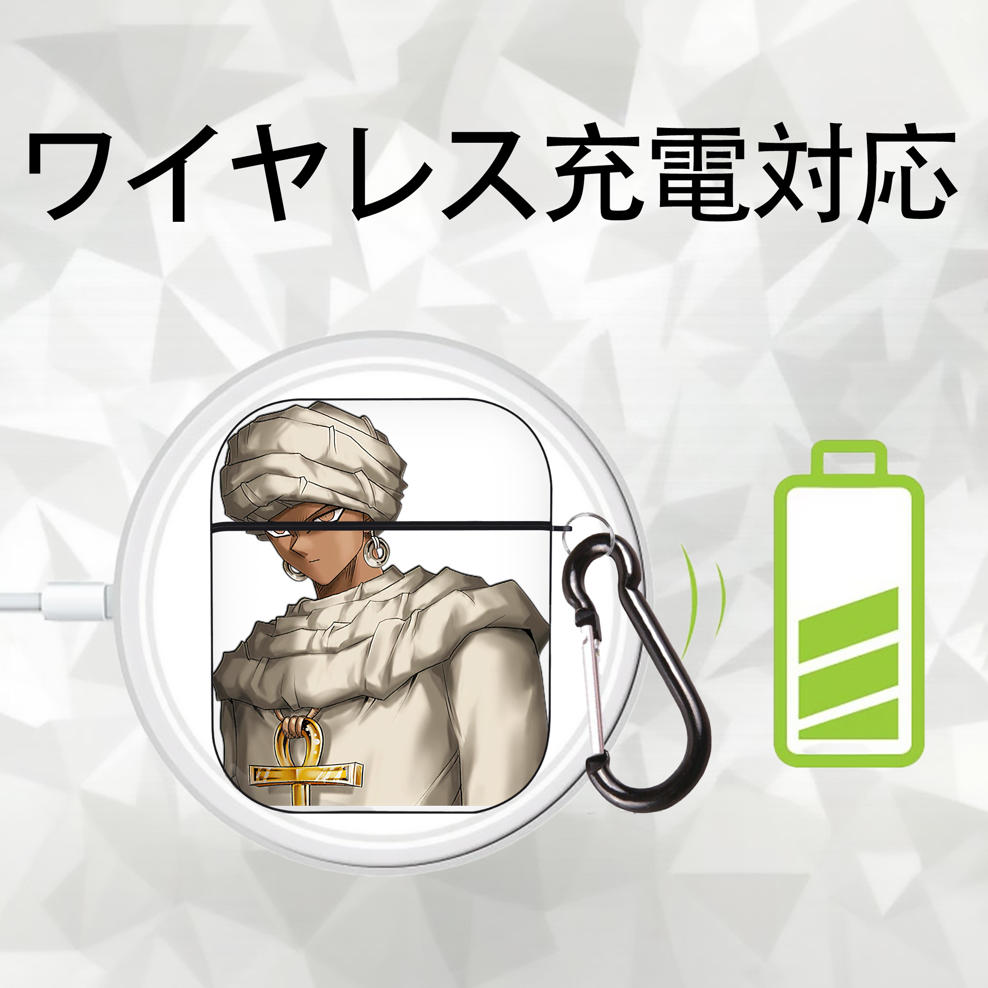 遊☆戯☆王 Yu-Gi-Oh! AirPods 第2世代保護ケース ハードシェル ブラック 耐衝撃・防指紋・カラビナ付き