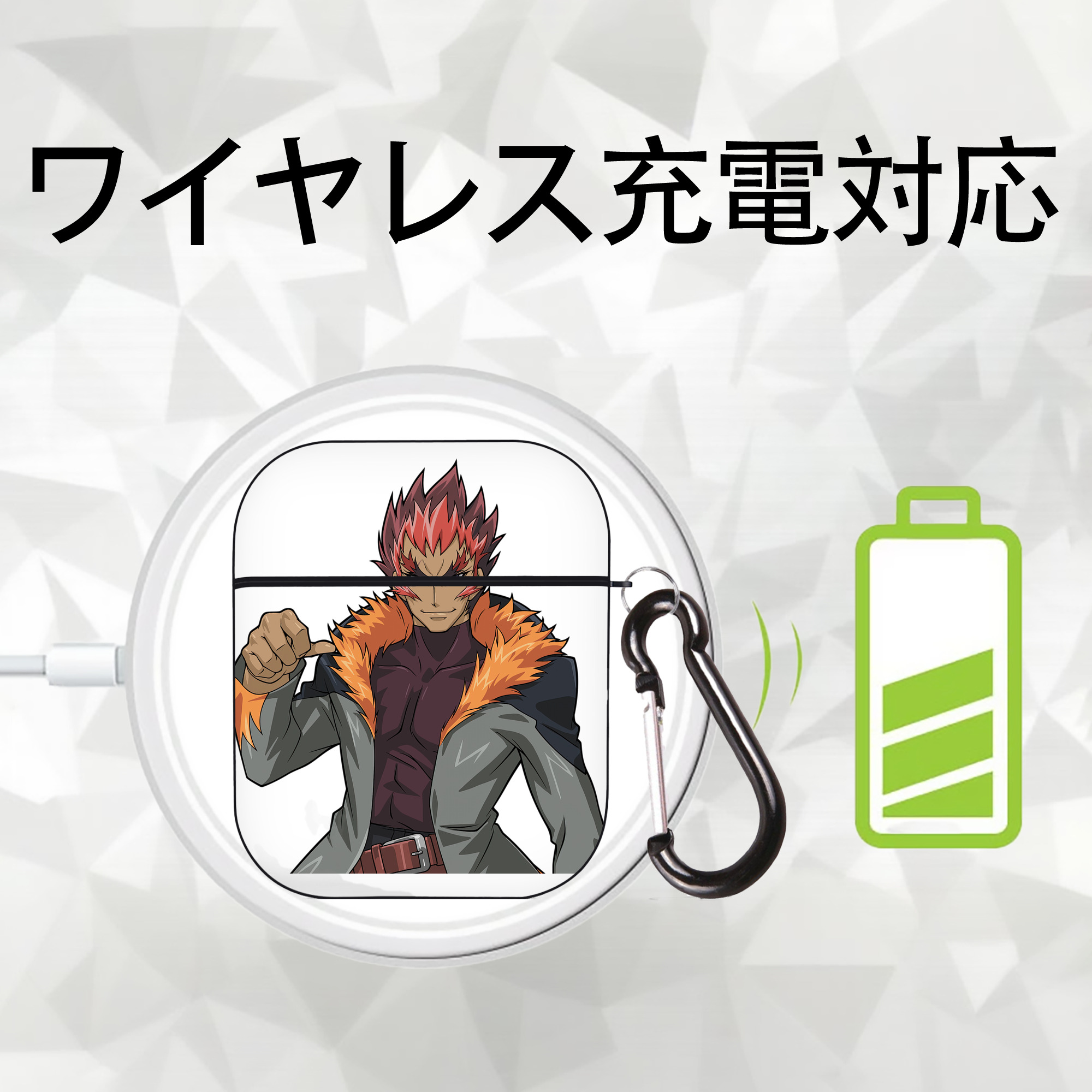 遊☆戯☆王 Yu-Gi-Oh! AirPods 第2世代保護ケース ハードシェル ブラック 耐衝撃・防指紋・カラビナ付き