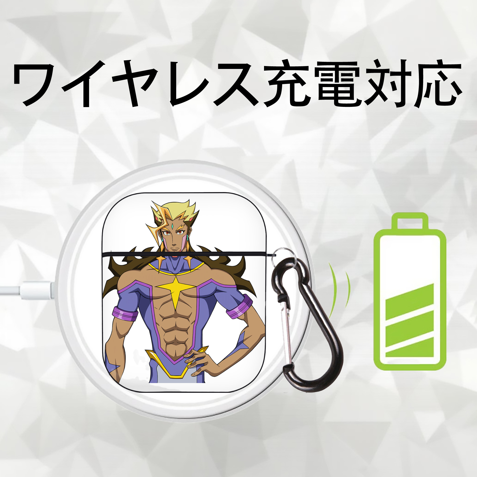 遊☆戯☆王 Yu-Gi-Oh! AirPods 第2世代保護ケース ハードシェル ブラック 耐衝撃・防指紋・カラビナ付き