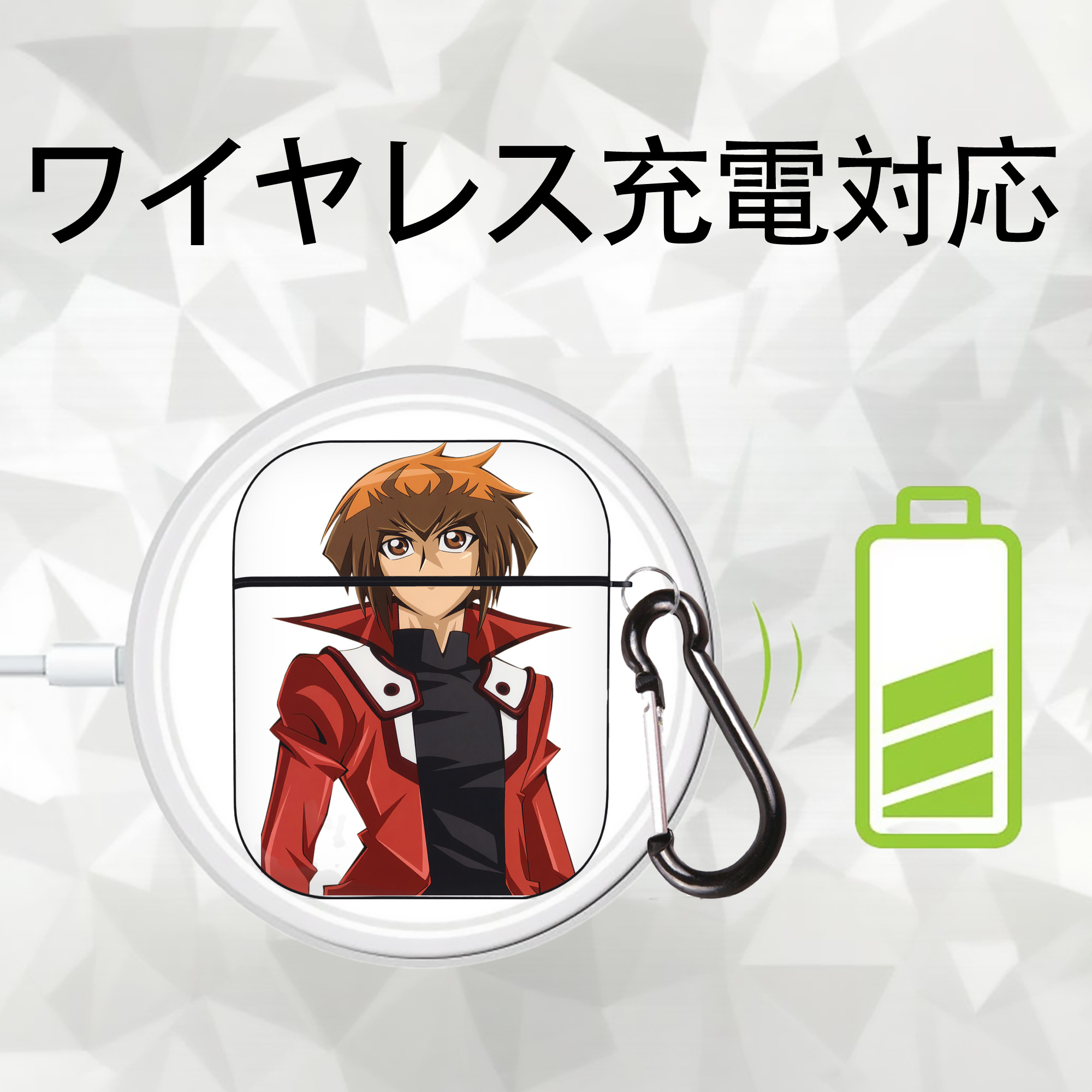 遊☆戯☆王 Yu-Gi-Oh! AirPods 第2世代保護ケース ハードシェル ブラック 耐衝撃・防指紋・カラビナ付き