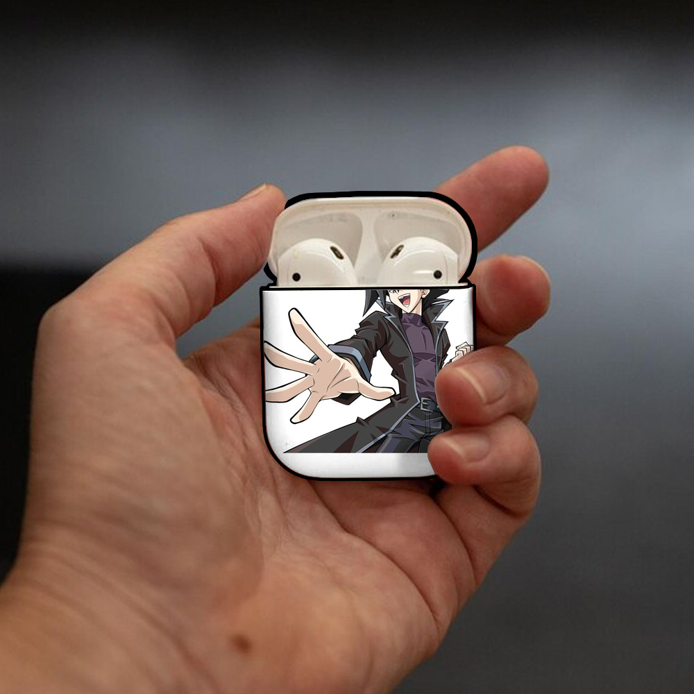 遊☆戯☆王 Yu-Gi-Oh! AirPods 第2世代保護ケース ハードシェル ブラック 耐衝撃・防指紋・カラビナ付き